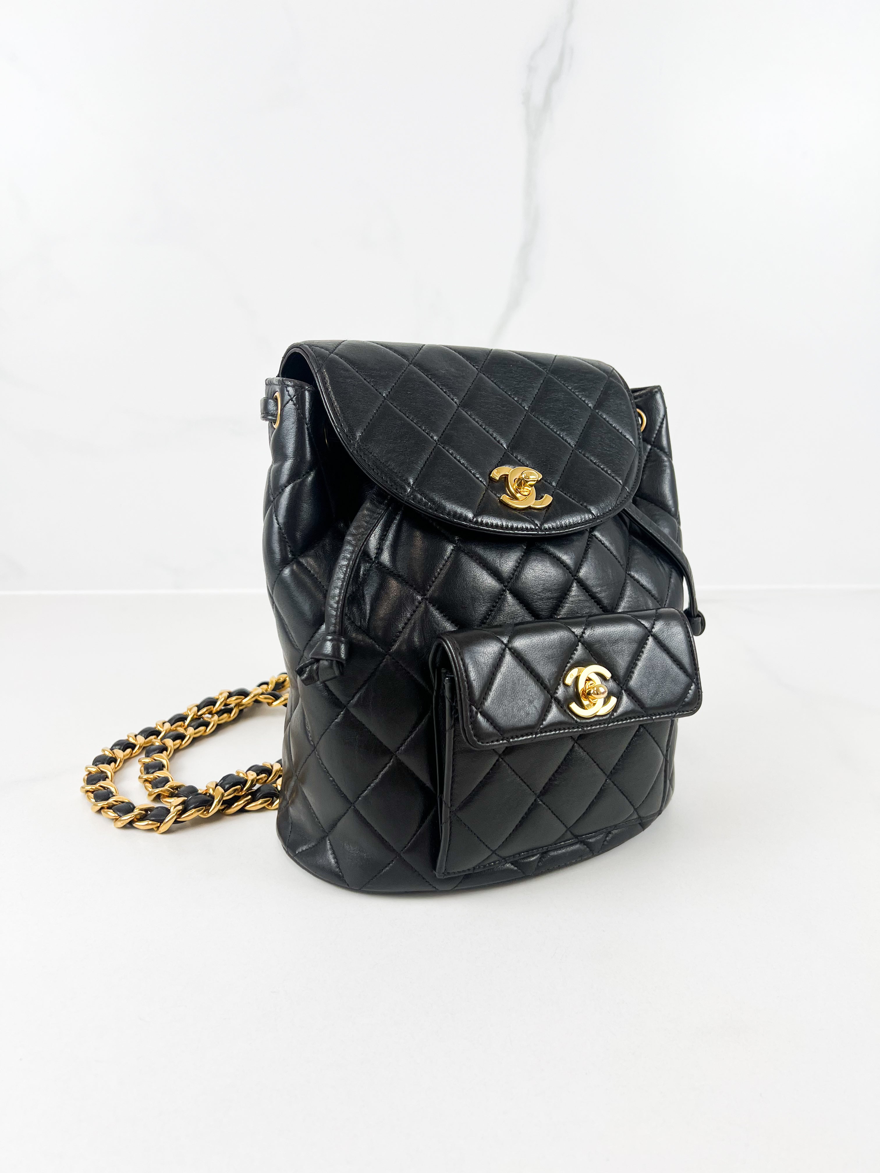 Chanel Black Leather Quilted Calfskin Backpack with GHW