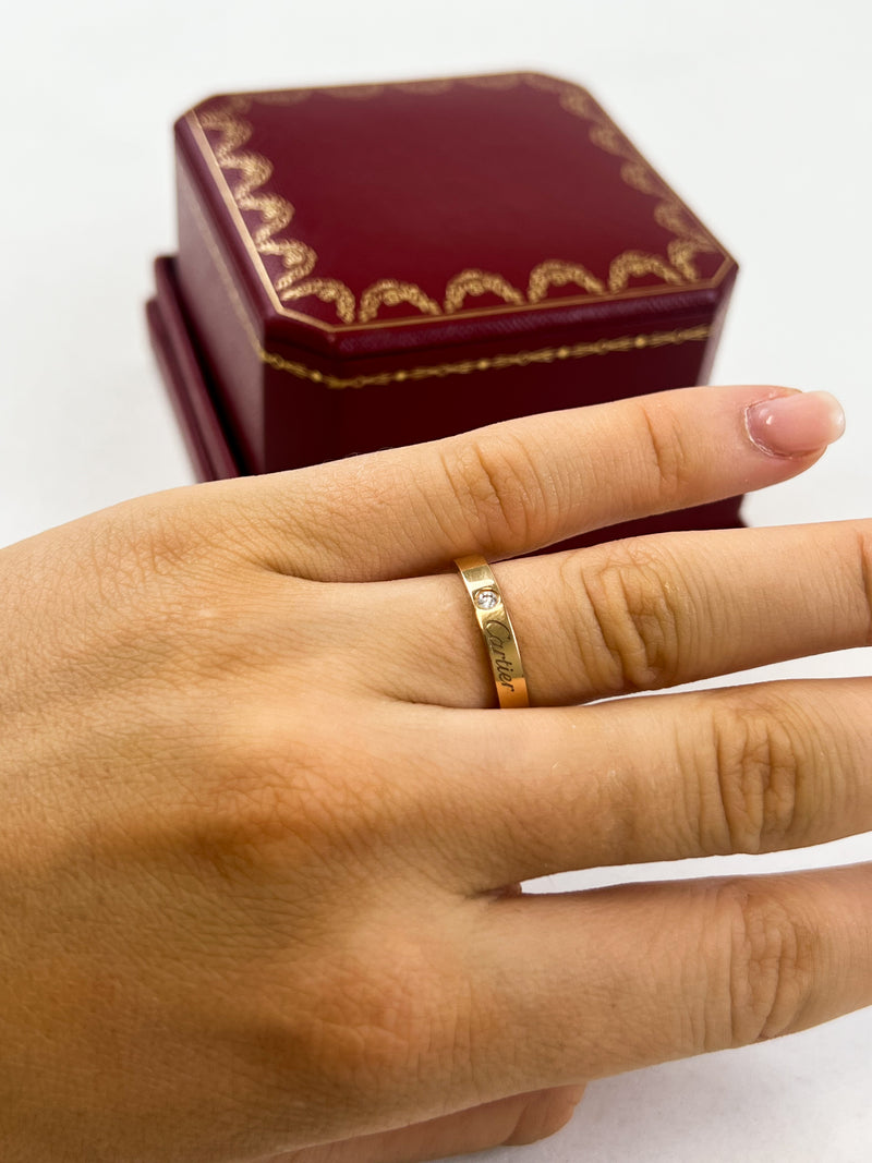Cartier C De Cartier One Diamond Ring 18K Rose Gold Size 50
