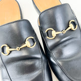Gucci Black Leather Princetown Horsebit Slipper Size 40