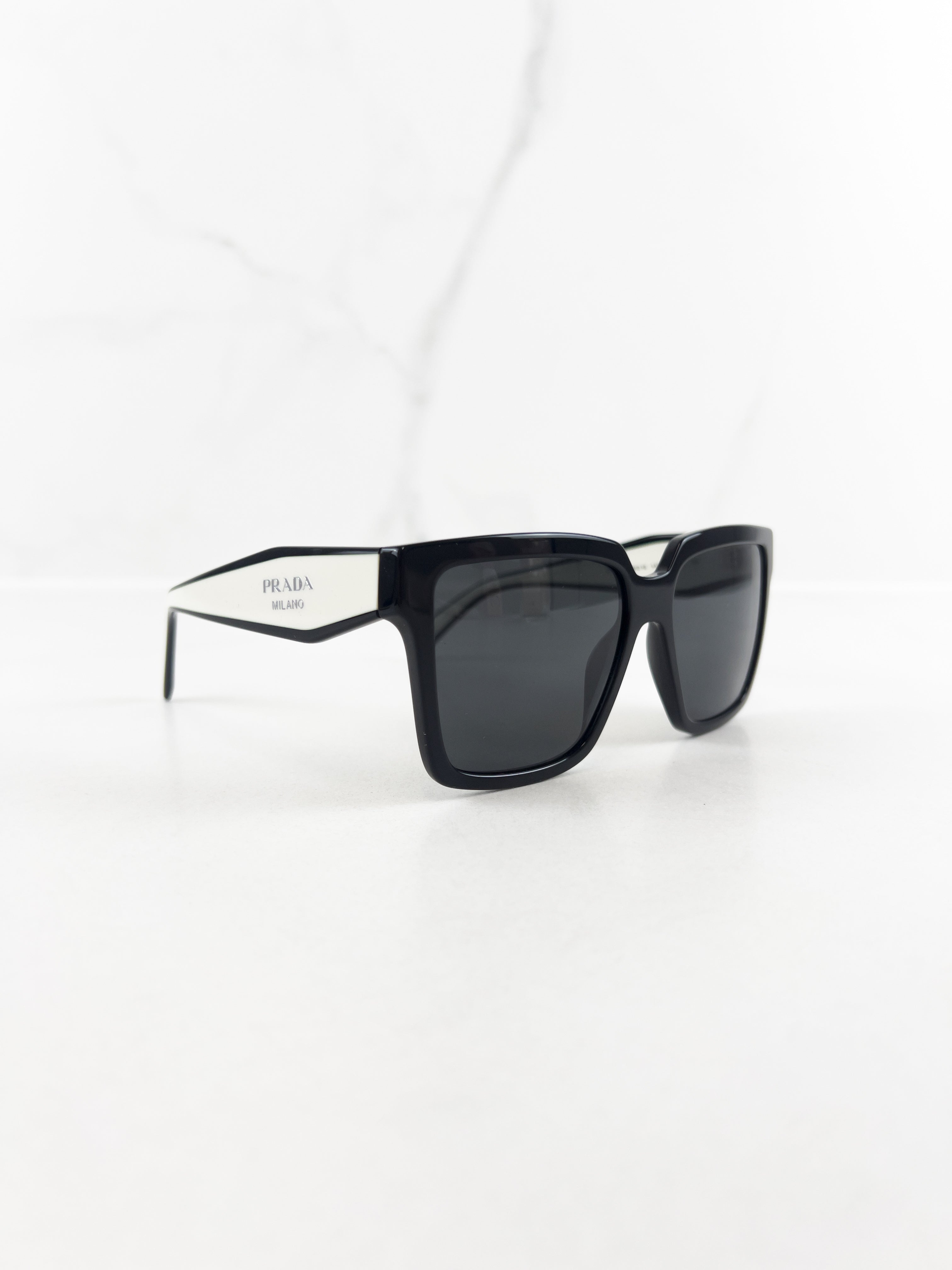 Prada Black/ White Square Sunglasses