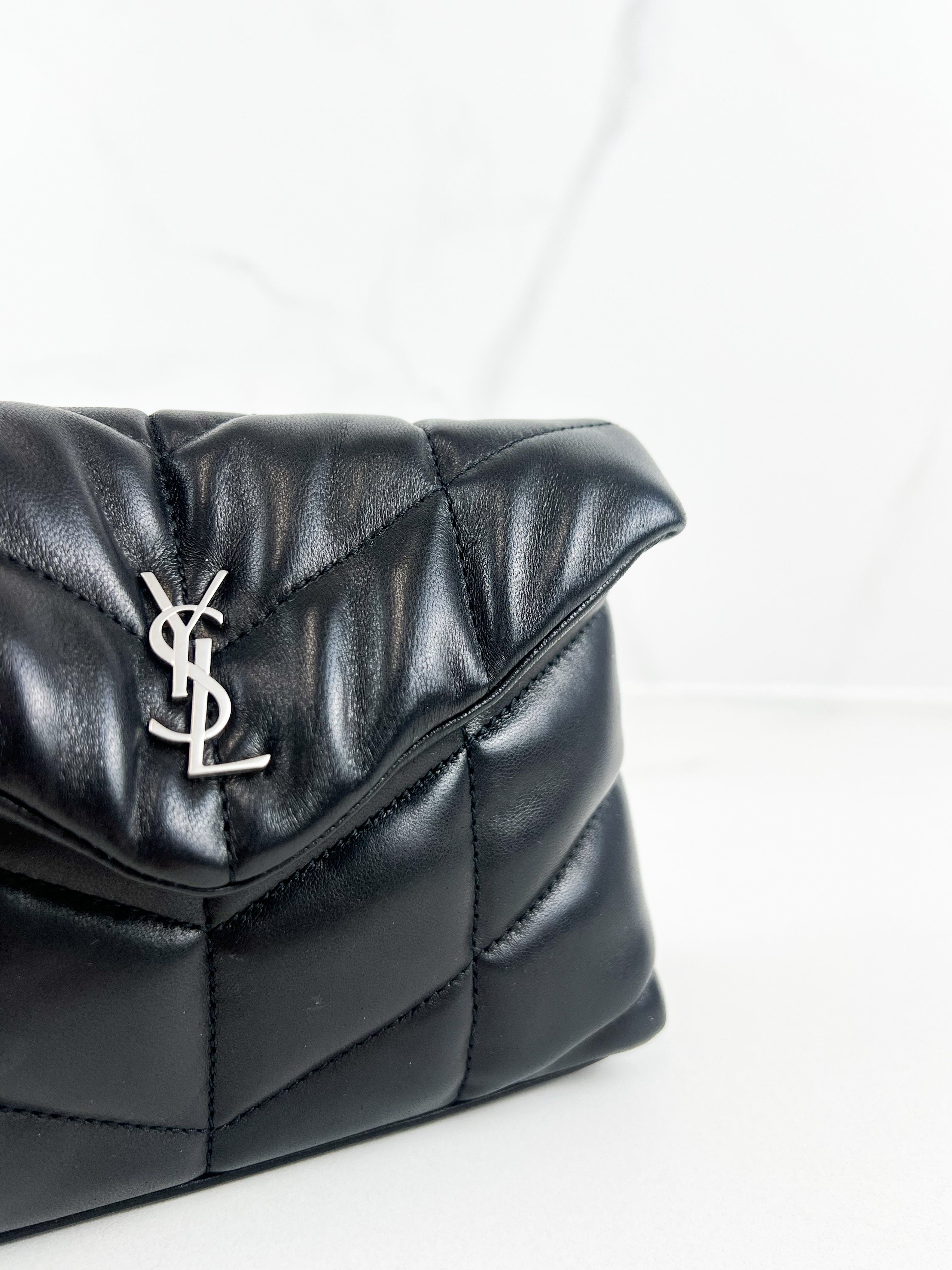 Saint Laurent Loulou Puffer Pouch in Black Lambskin