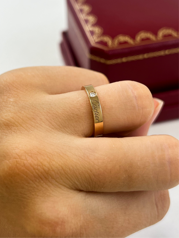Cartier C De Cartier One Diamond Ring 18K Rose Gold Size 50