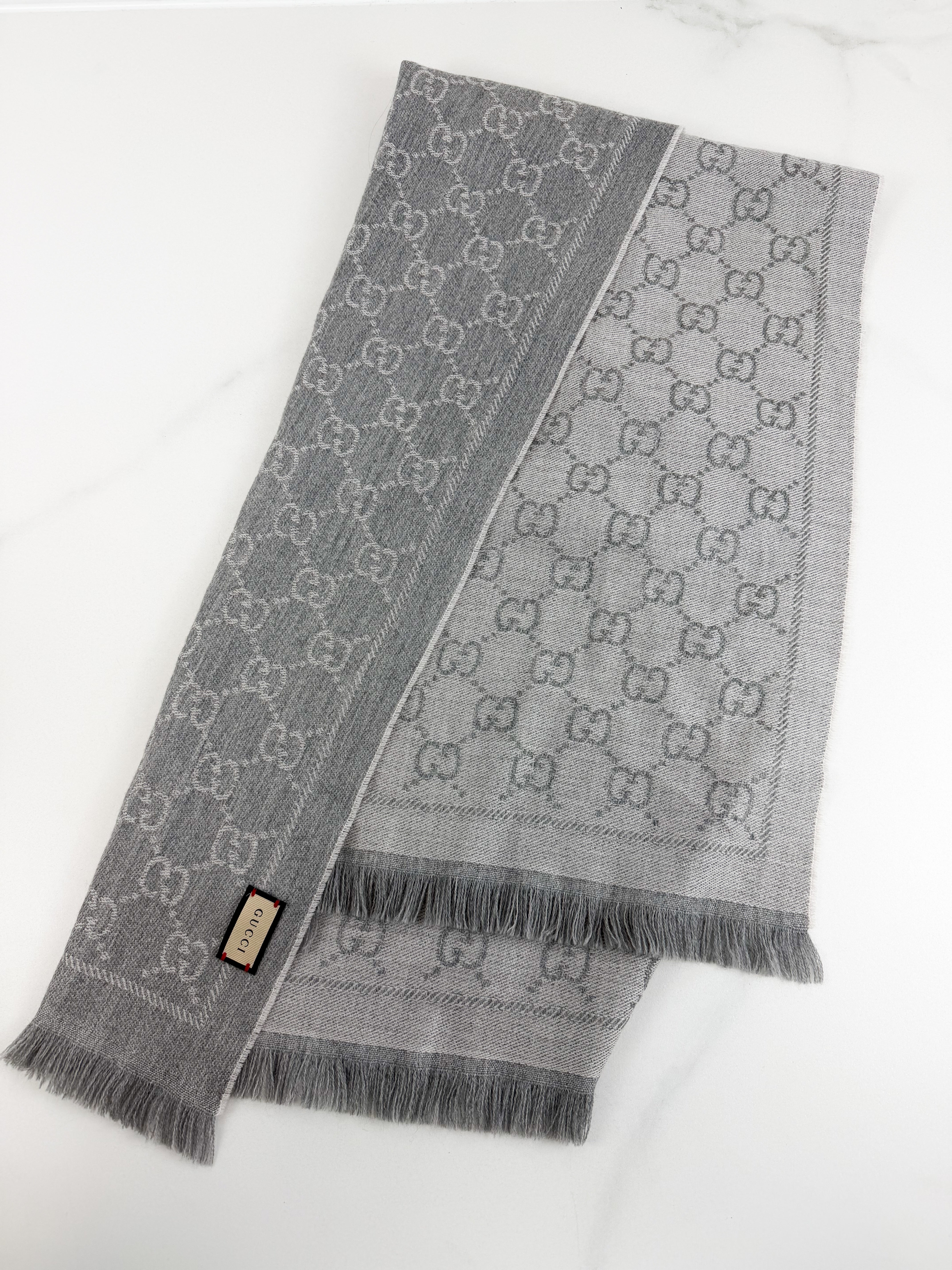 Gucci Jacquard Pattern Wool Scarf