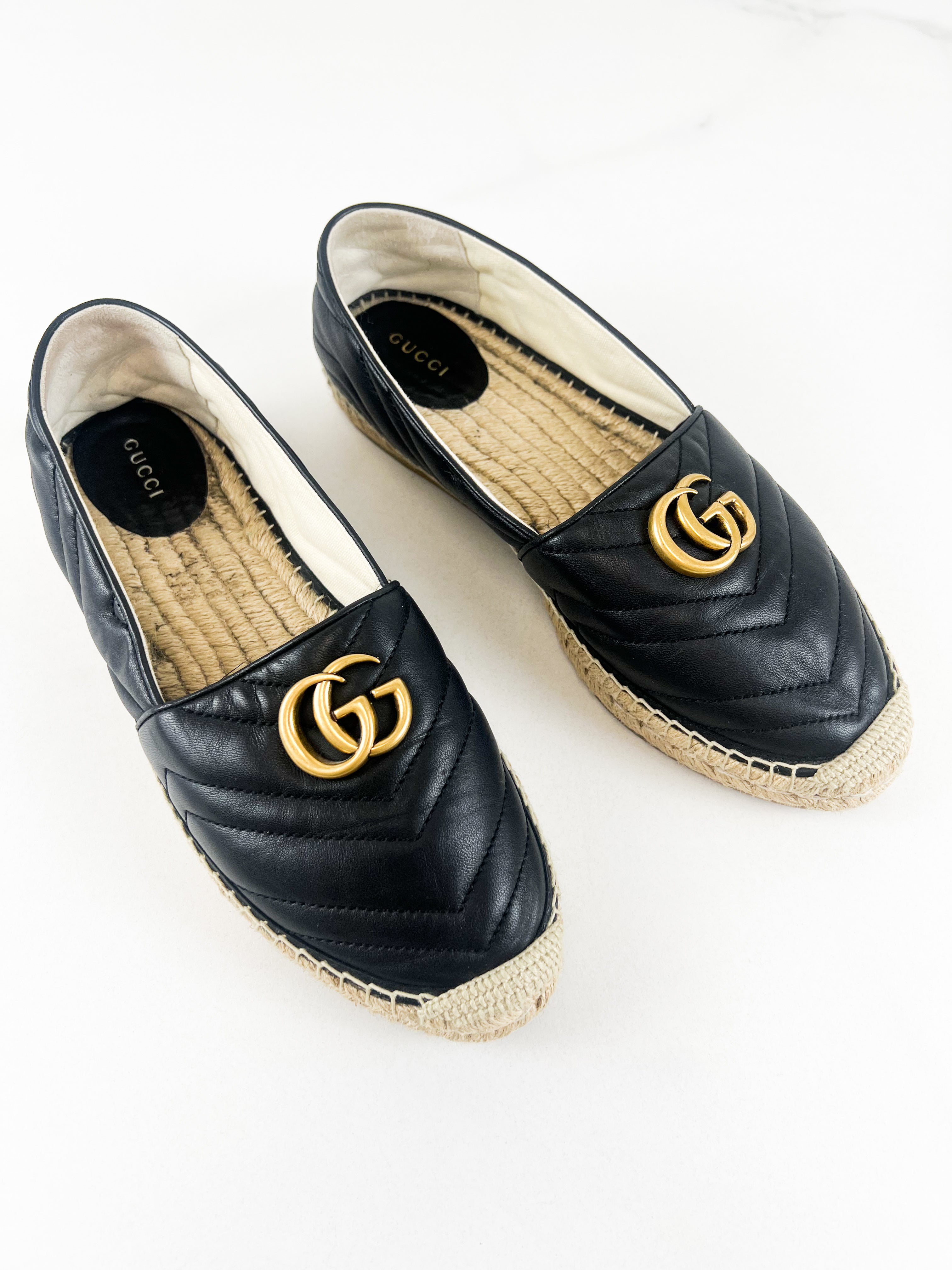 Gucci Leather GG Logo Espadrille Size 41