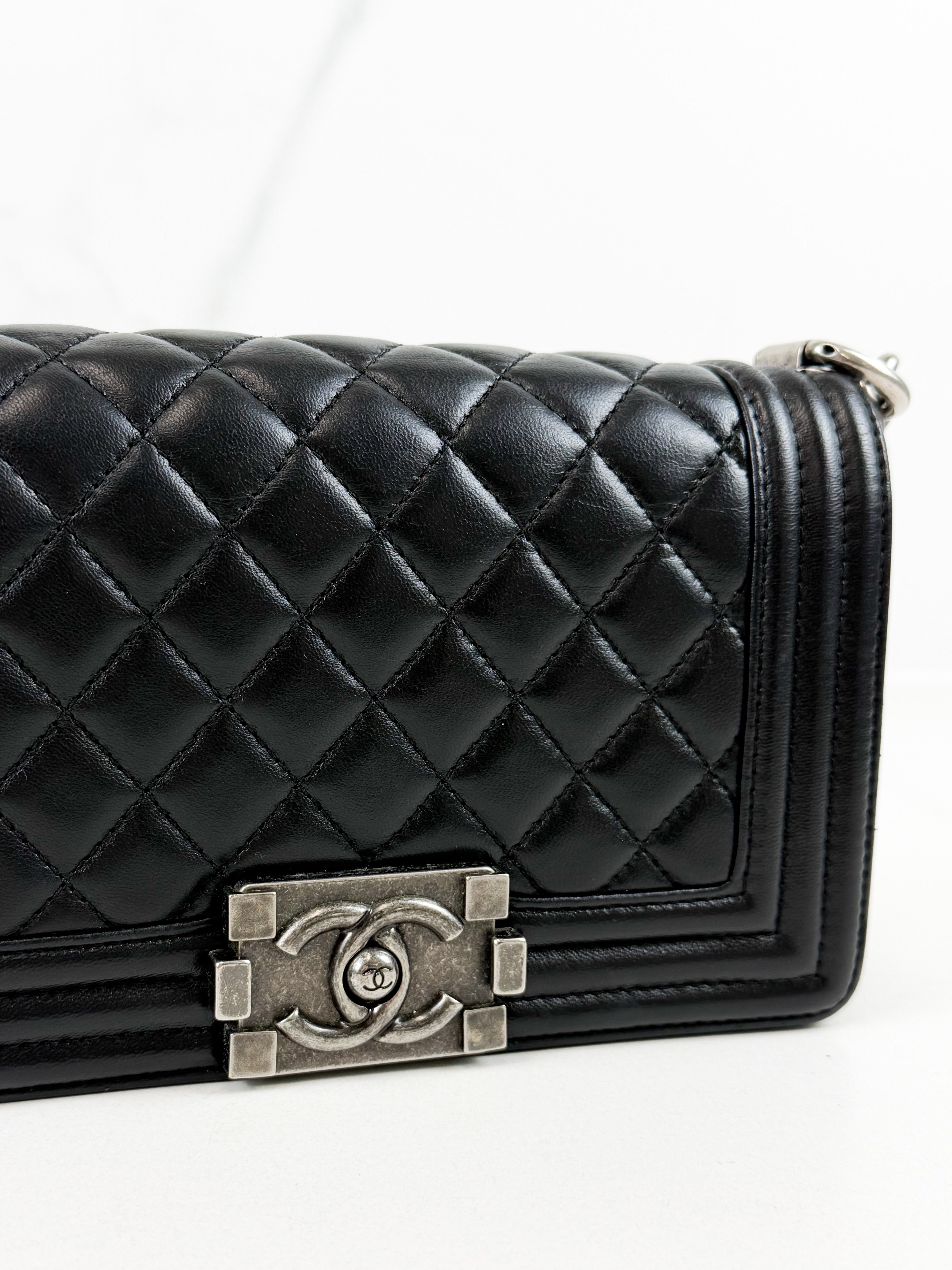 Chanel Small Lambskin Boy Bag with Ruthenium Hardware