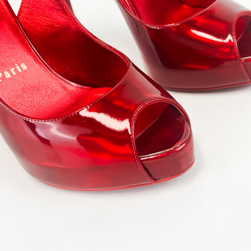 Christian Louboutin Red Hot Sling Alta Chick 120 Size 38