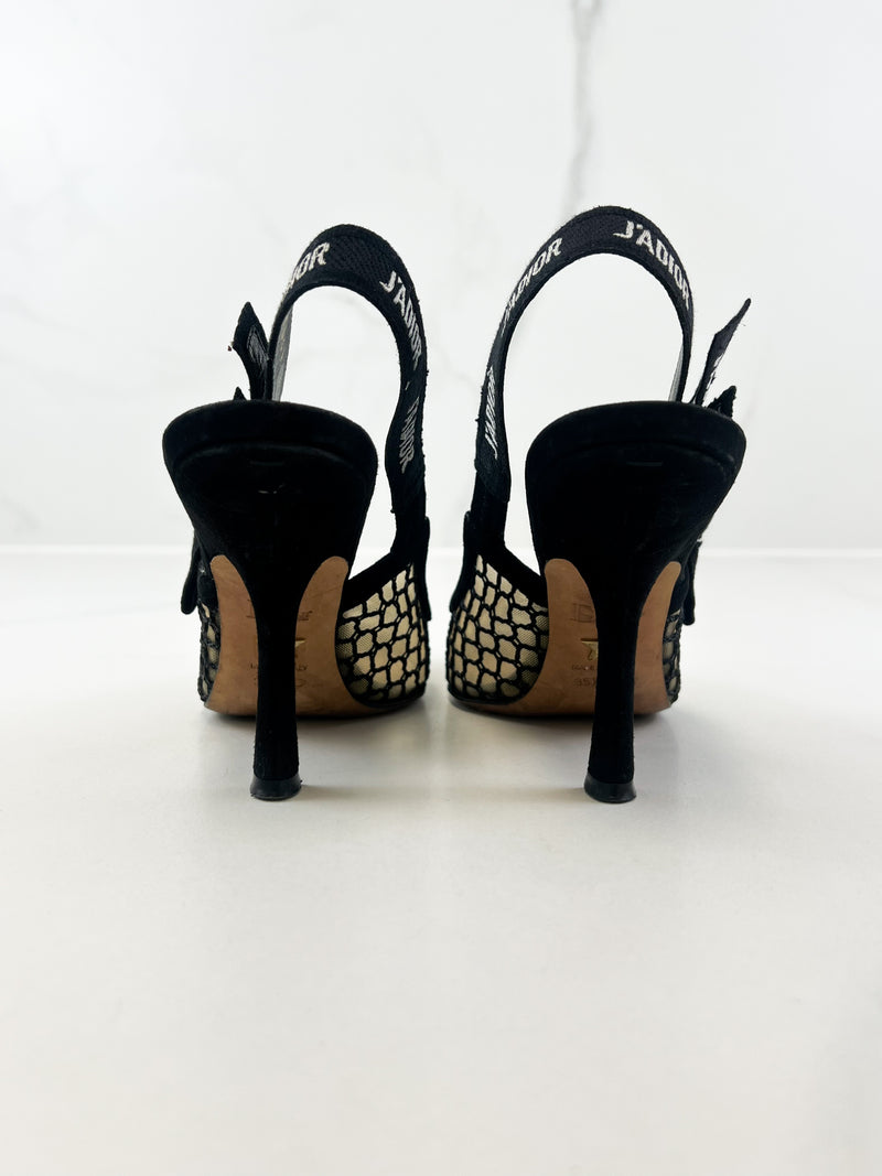 Christian Dior Black Slingback Pumps Size 35.5