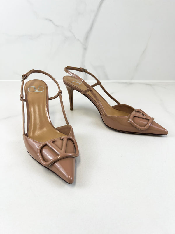 Valentino VLogo Leather Slingback Pumps Size 38