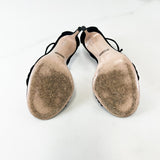 Gucci Black llse Suede Strap Peony Sandals Size 36