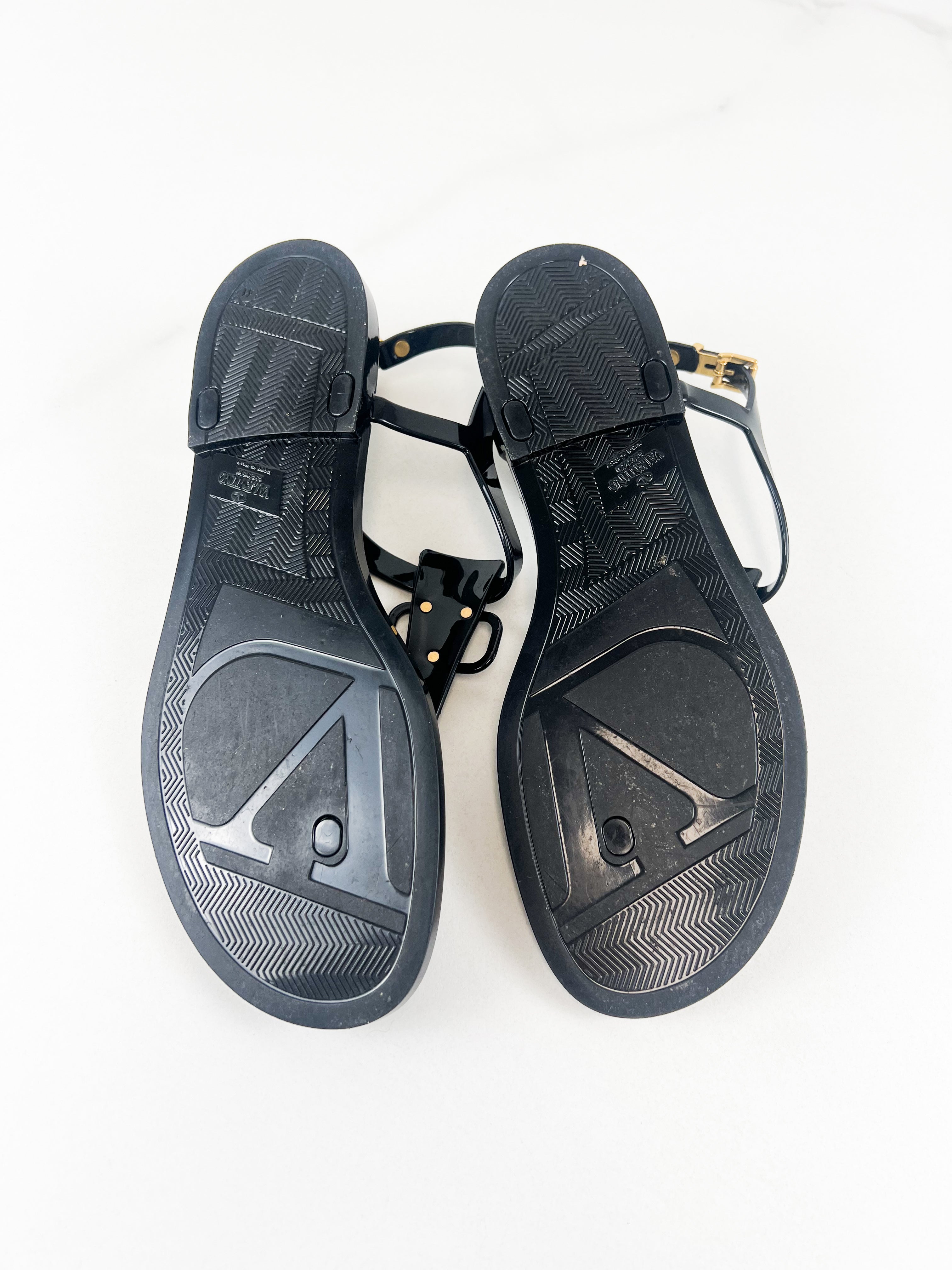 Valentino Black Jelly VLogo Sandals Size 41