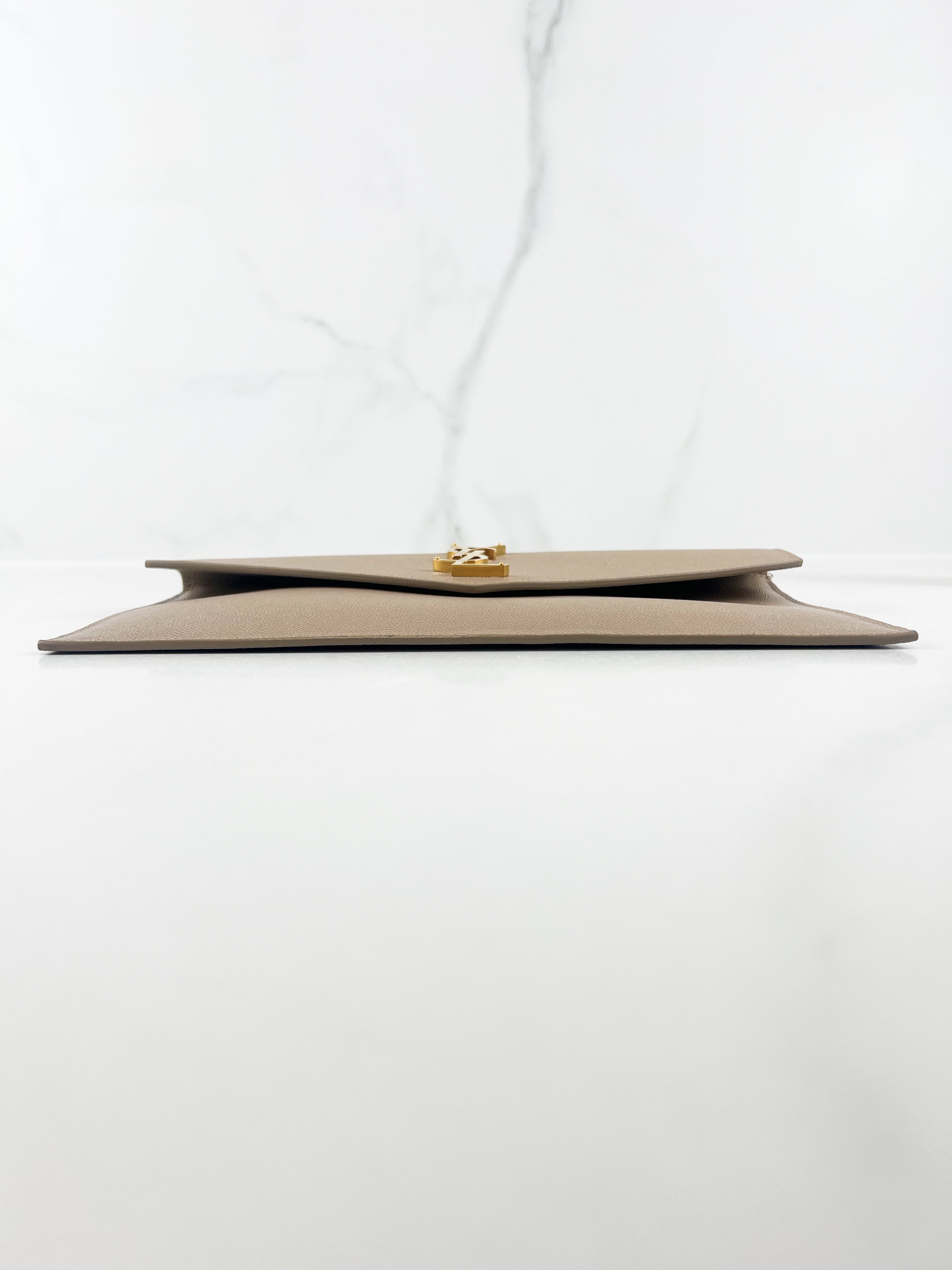 Saint Laurent Beige Uptown Envelope Clutch