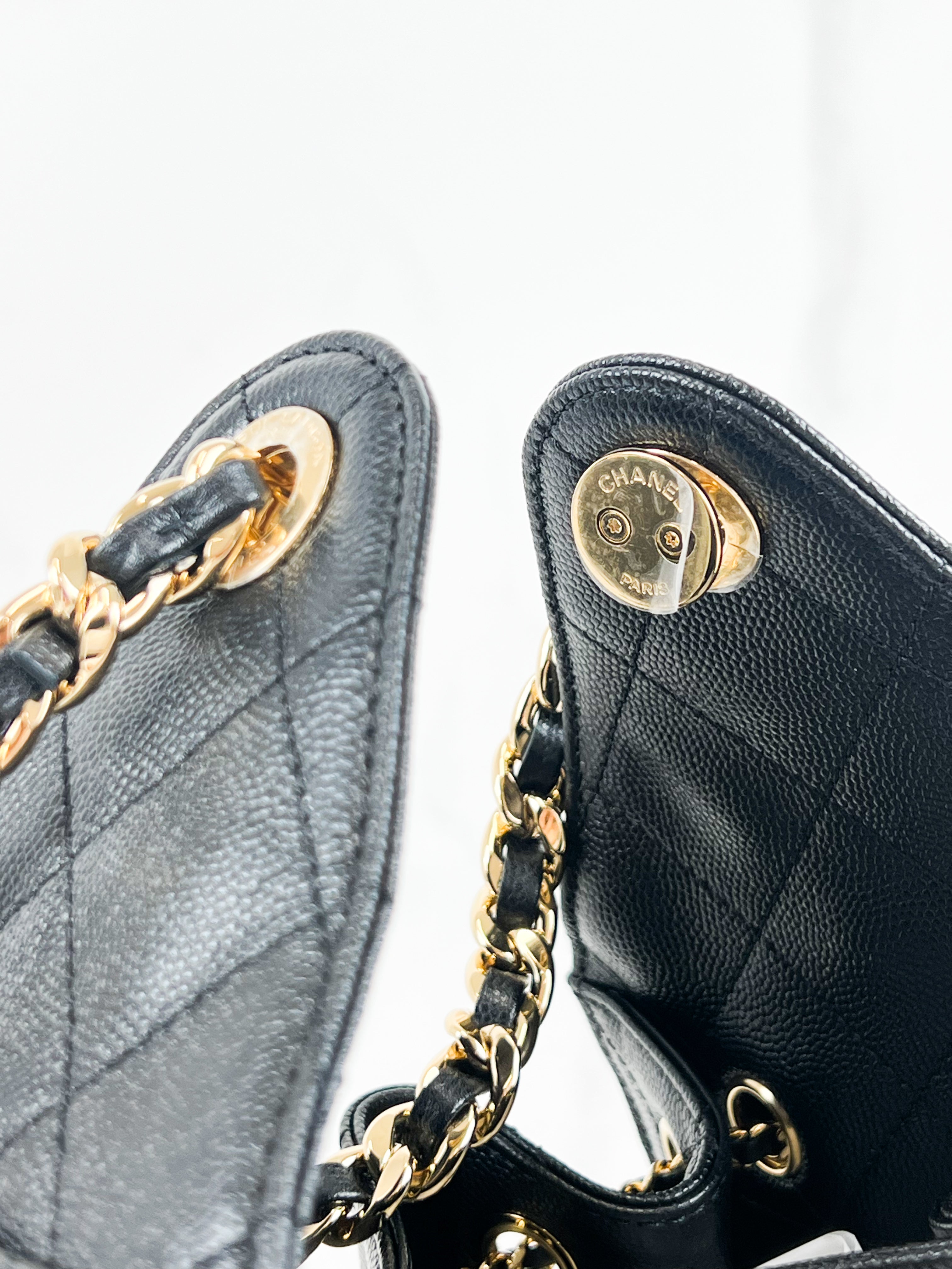 Chanel 25 Small Handbag in Black Grained Calfskin & Gold-Tone Metal