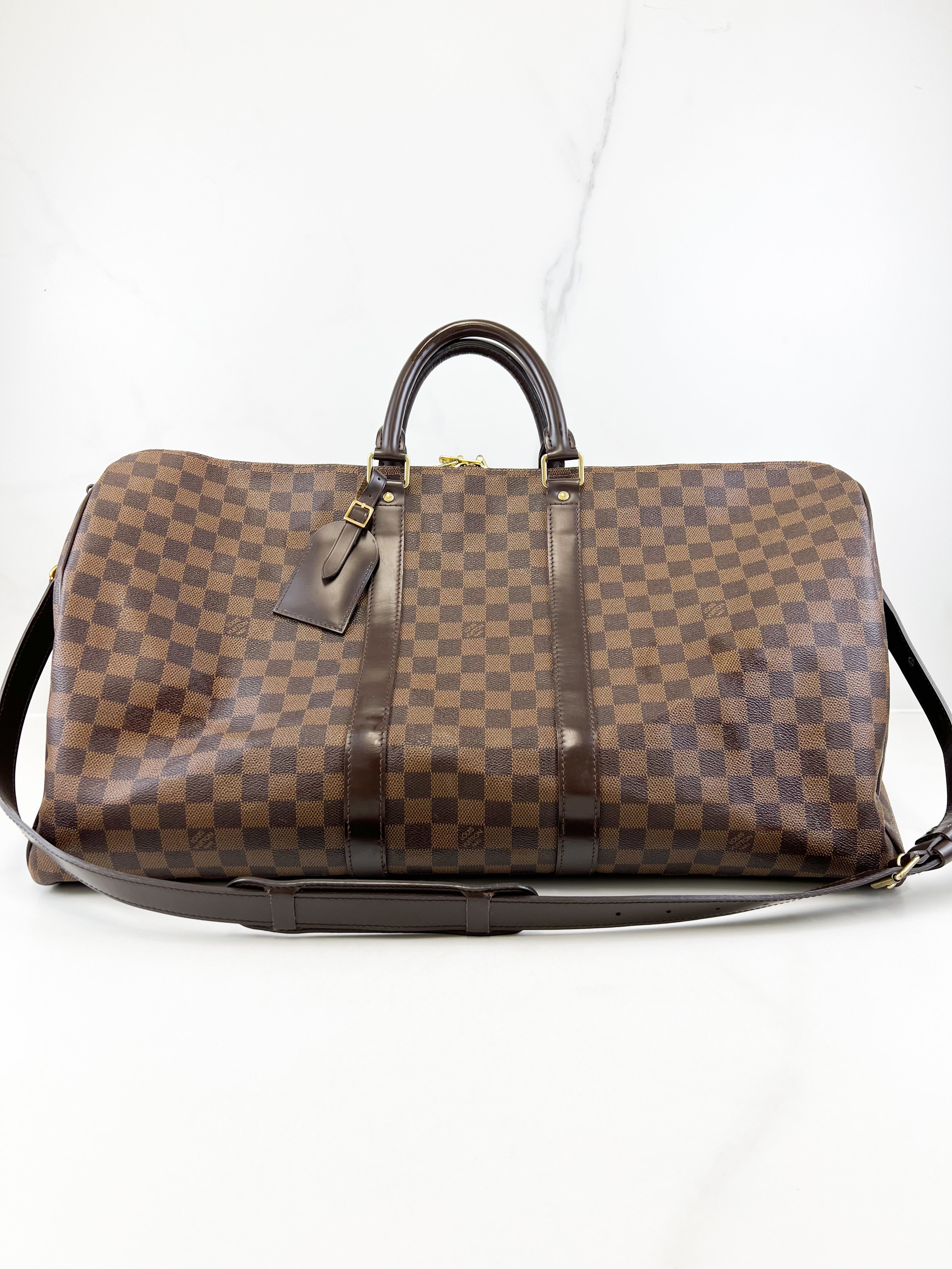 Louis Vuitton Keepall Bandouliere 55 in Damier Ebene