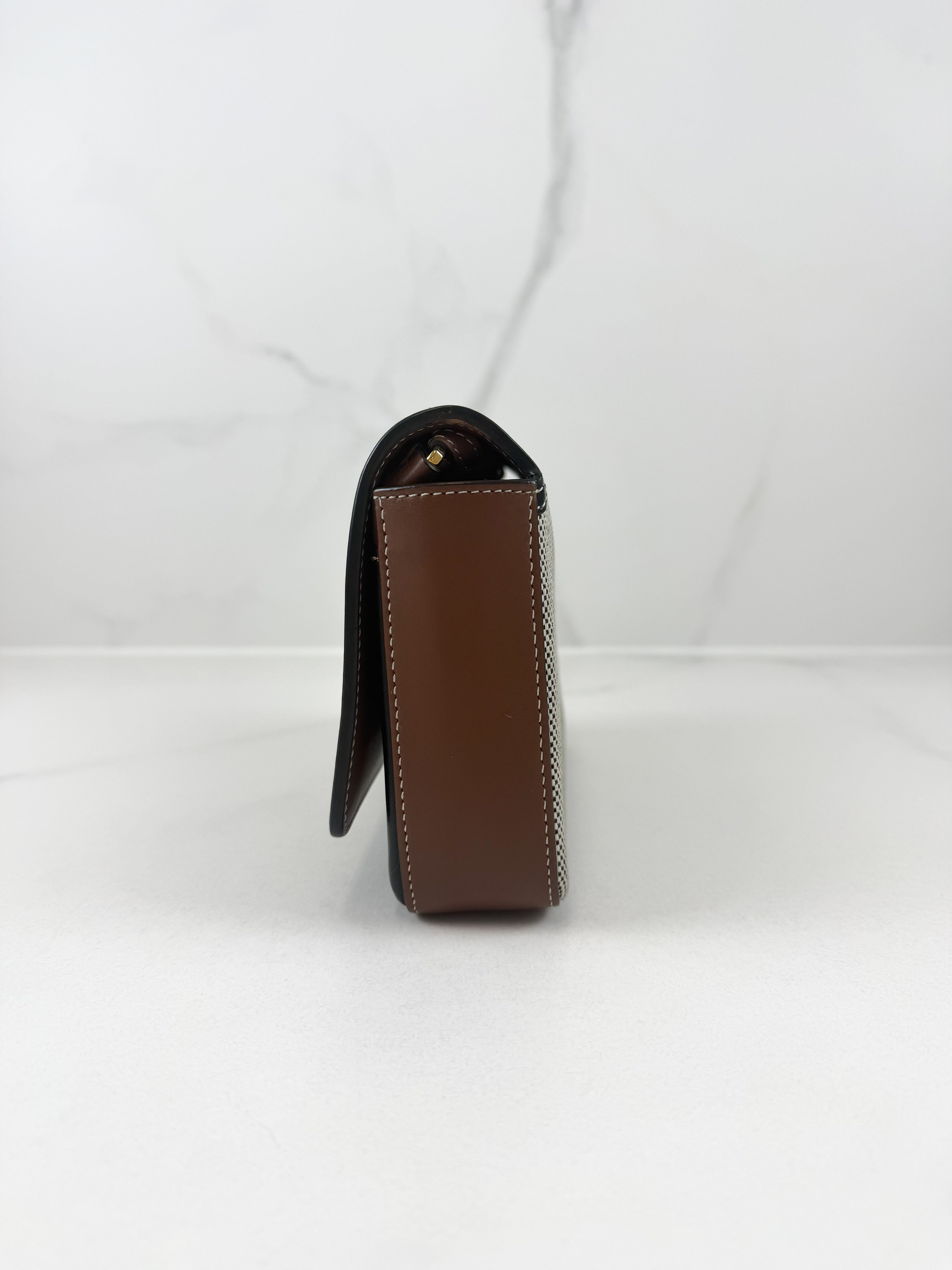 Burberry Leather-trimmed Printed Shoulder Bag with GHW