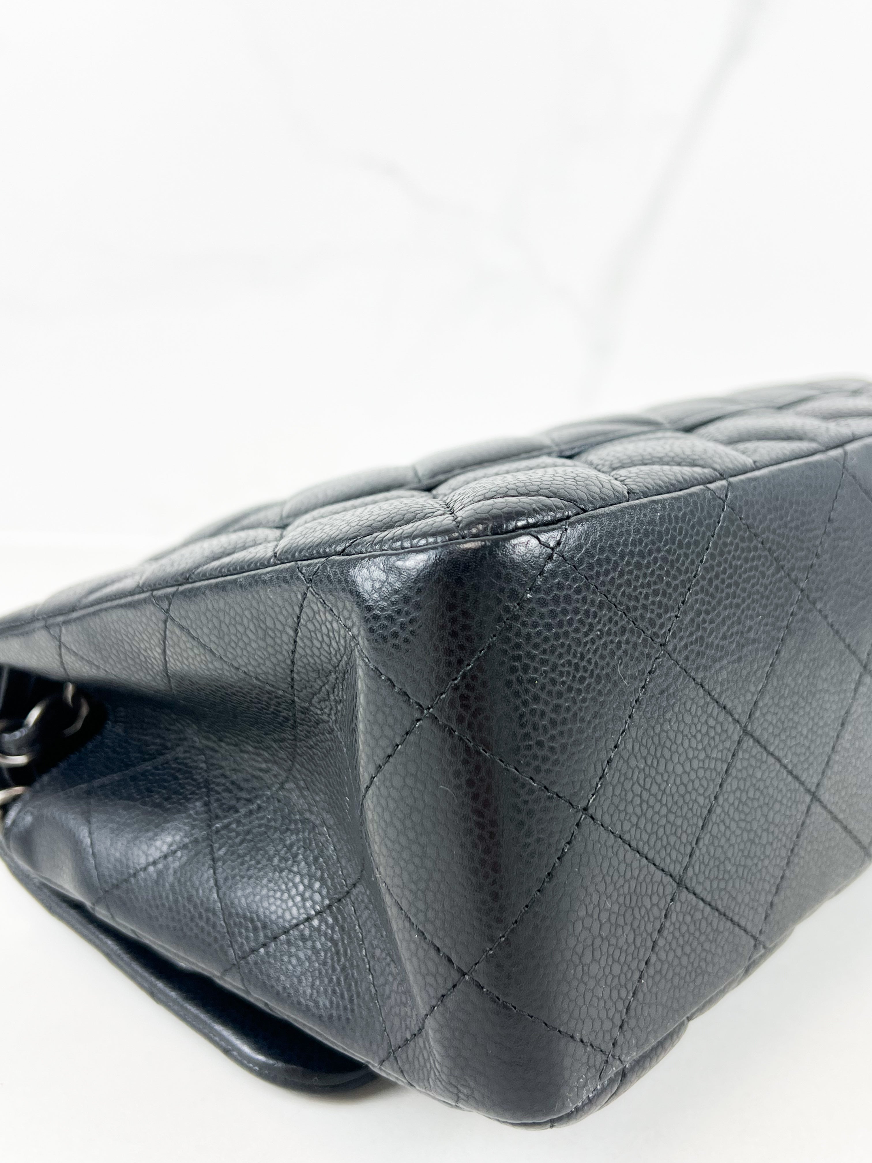 Chanel Jumbo Black Classic Double Flap Caviar Shoulder Bag