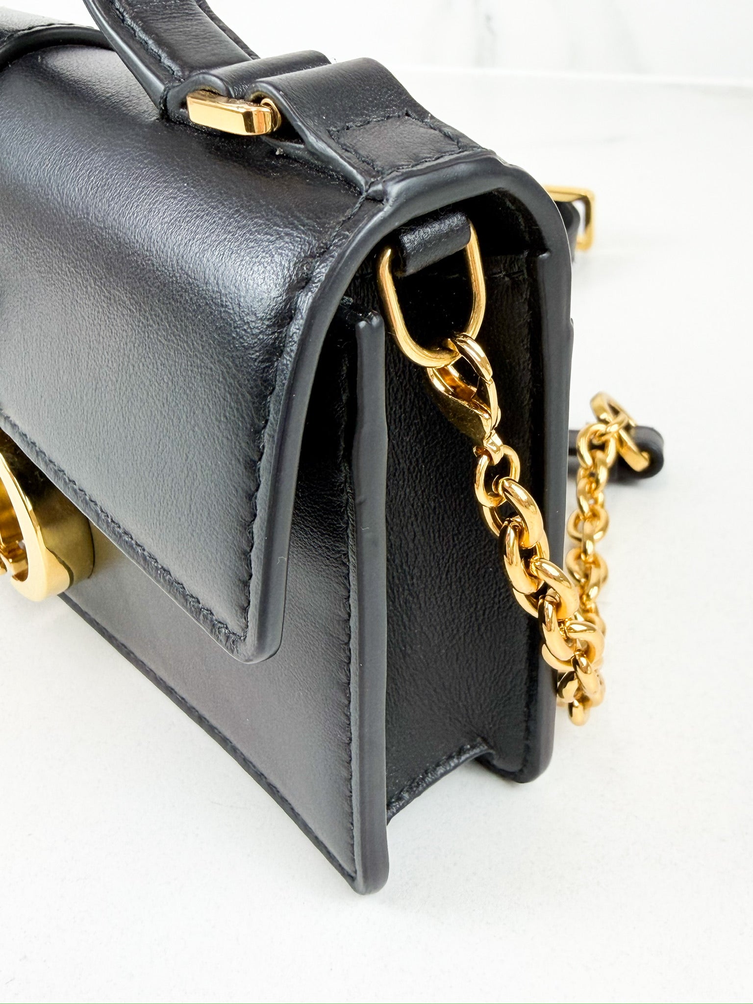 Christian Dior Miss Montaigne Mini Black Leather Top Handle Bag