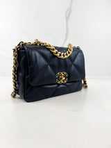 Chanel Navy Small Lambskin 19 with Gold & Silver Tone Hardware