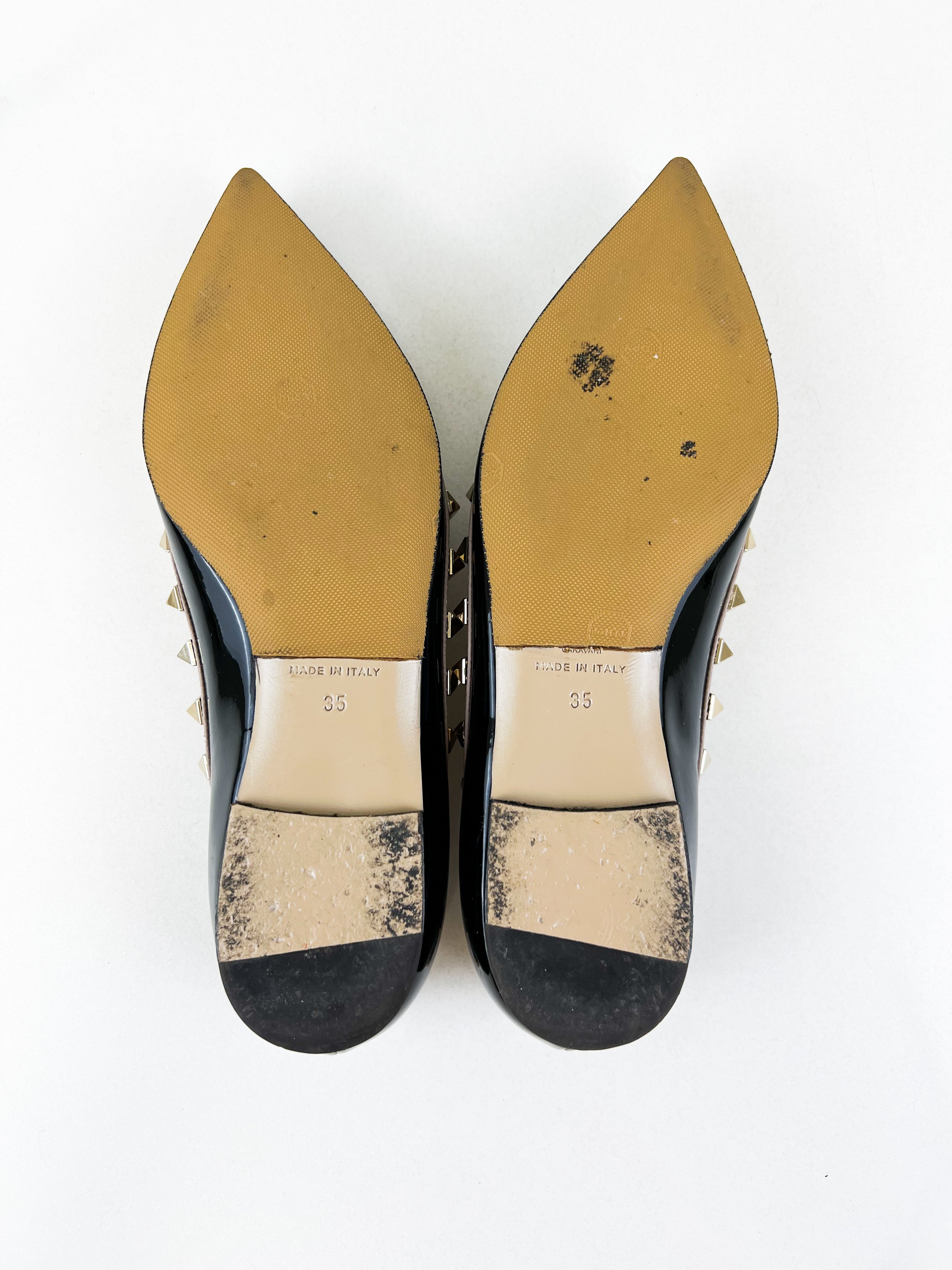 Valentino Garavani Rockstud Black Ballet Flat Size 35