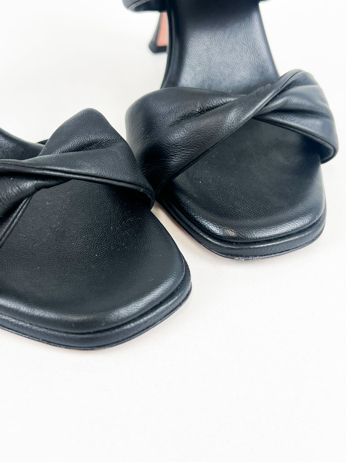 Aquazzura Twist Sandals 95mm in Black Leather Size 38
