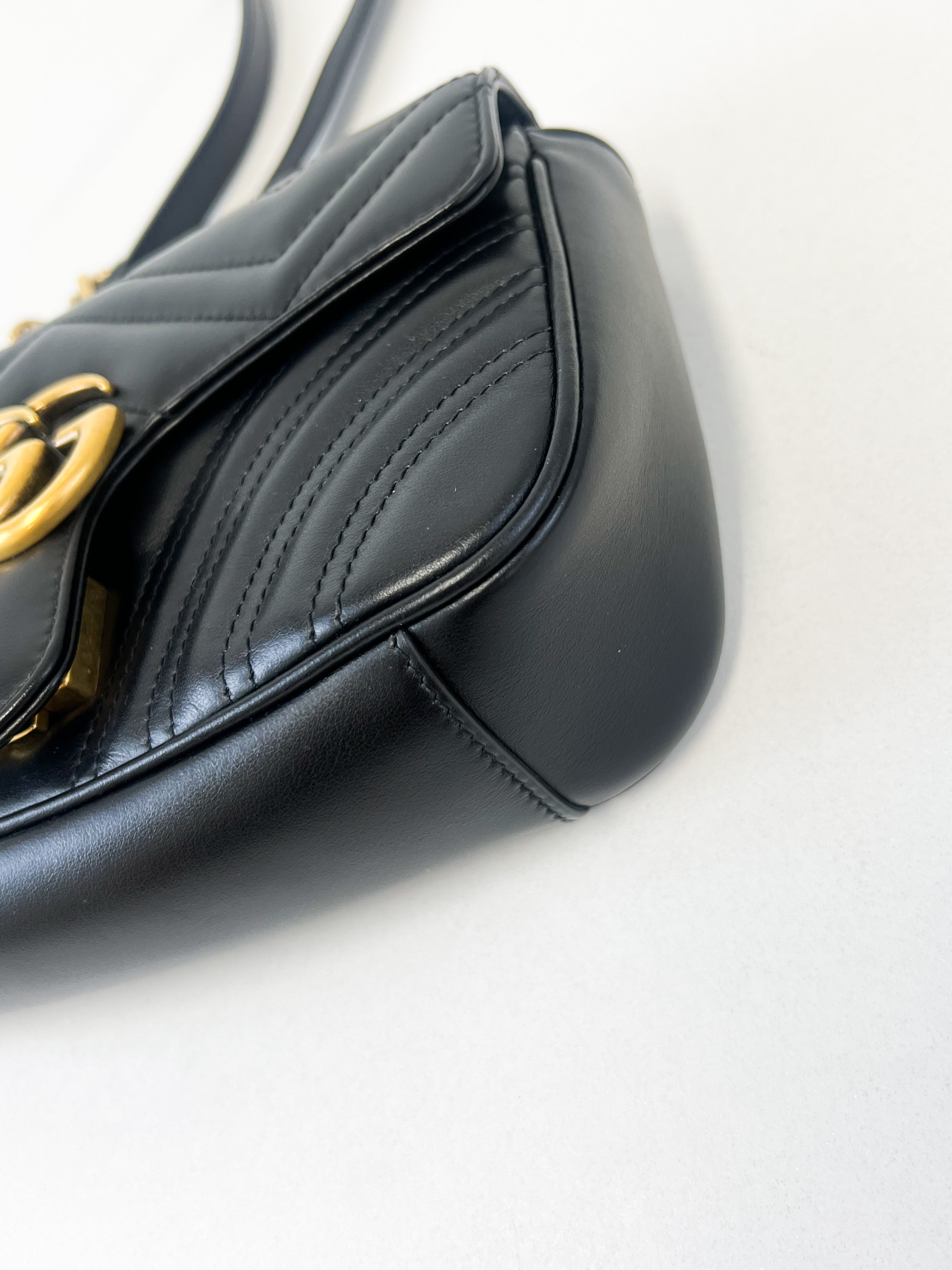 Gucci Black GG Marmont Matelasse Mini Flap Shoulder Bag