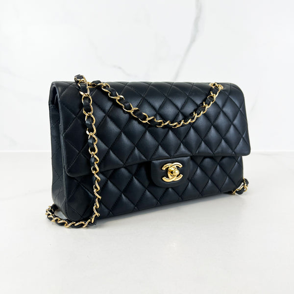 Chanel CC Medium Lambskin Black Classic Double Flap Shoulder Bag