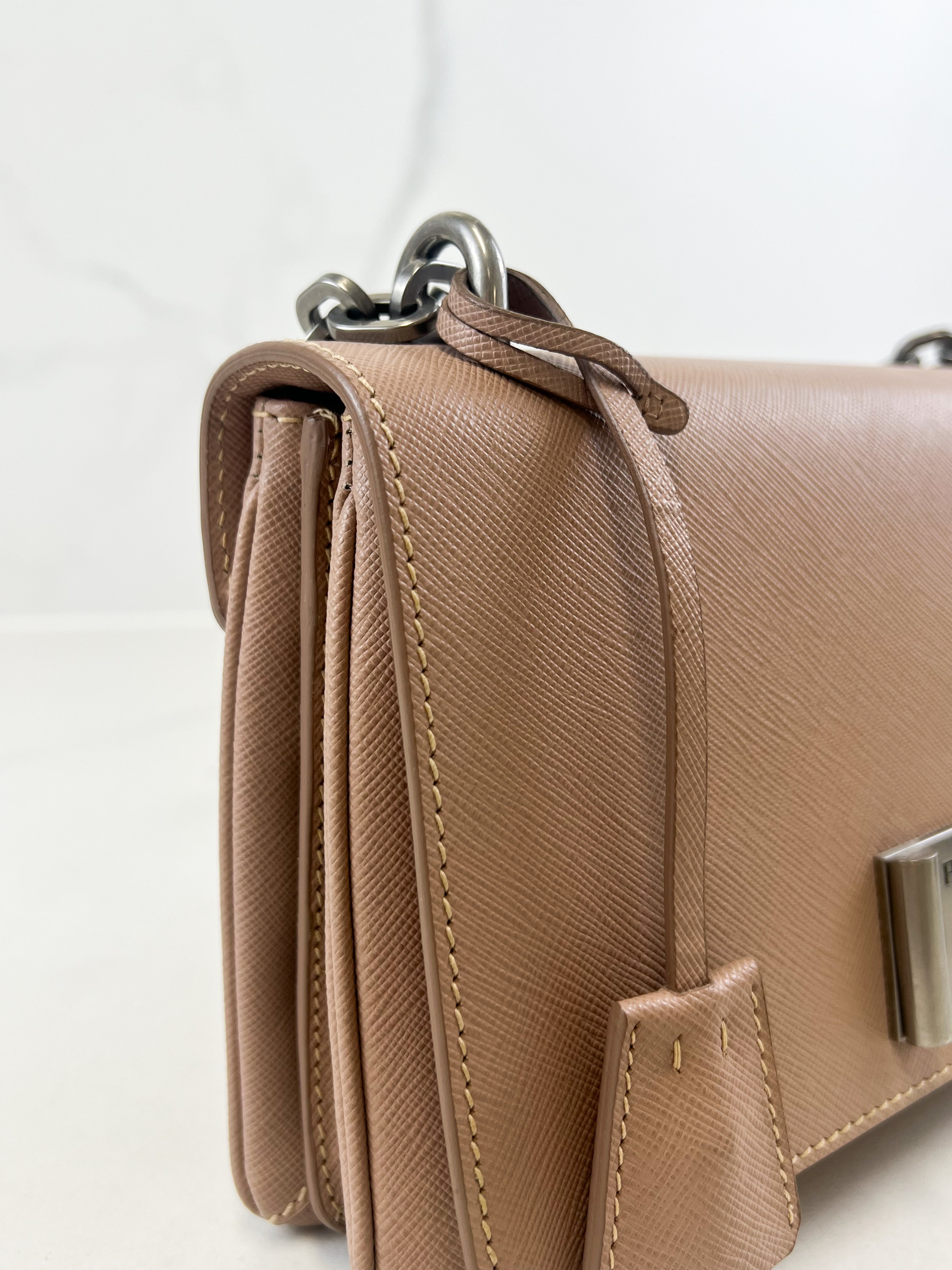 Prada Saffiano Leather Lock Crossbody Bag