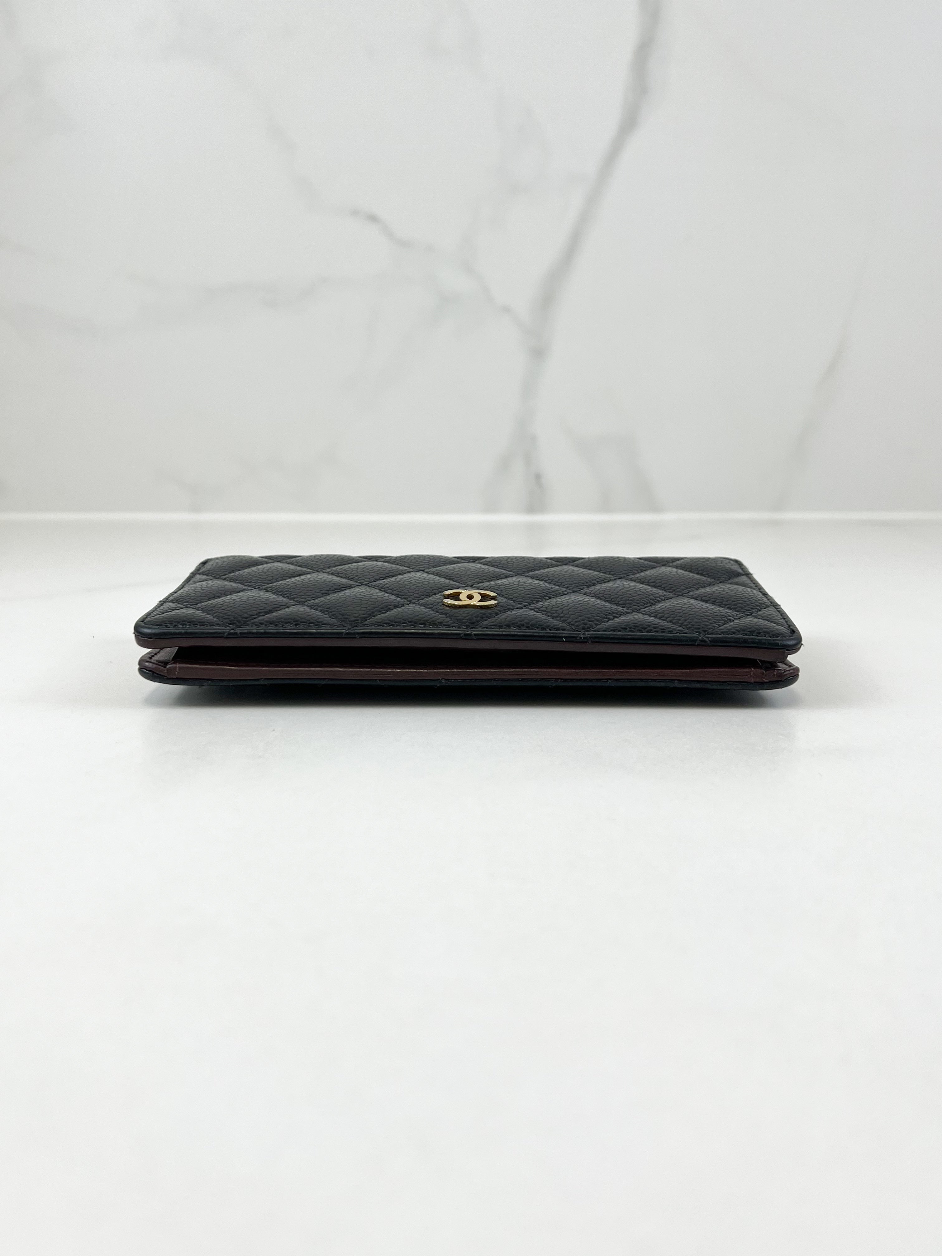 Chanel CC Black Caviar Flap Wallet GHW