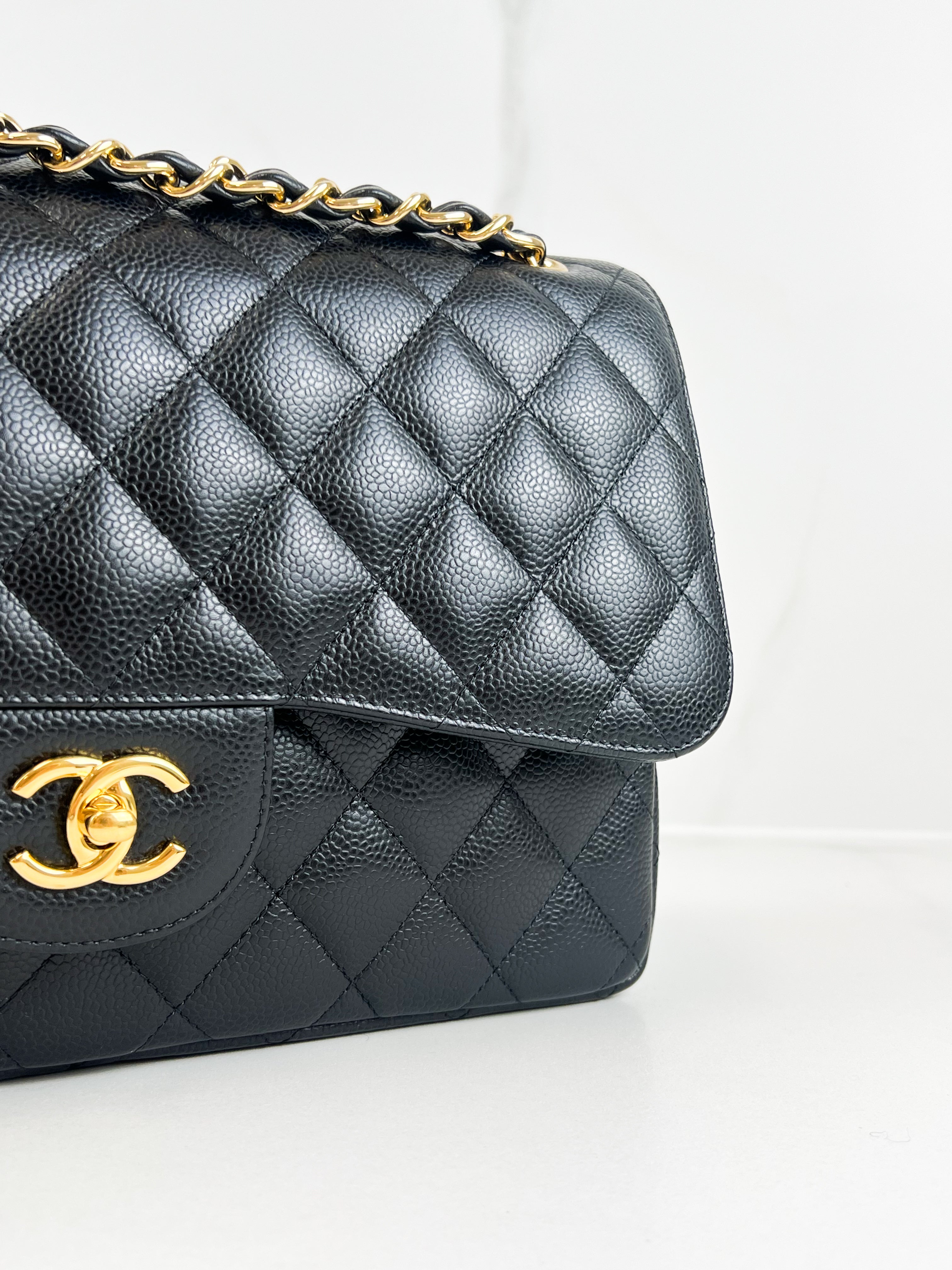 Chanel Jumbo Black Classic Double Flap Caviar Shoulder Bag