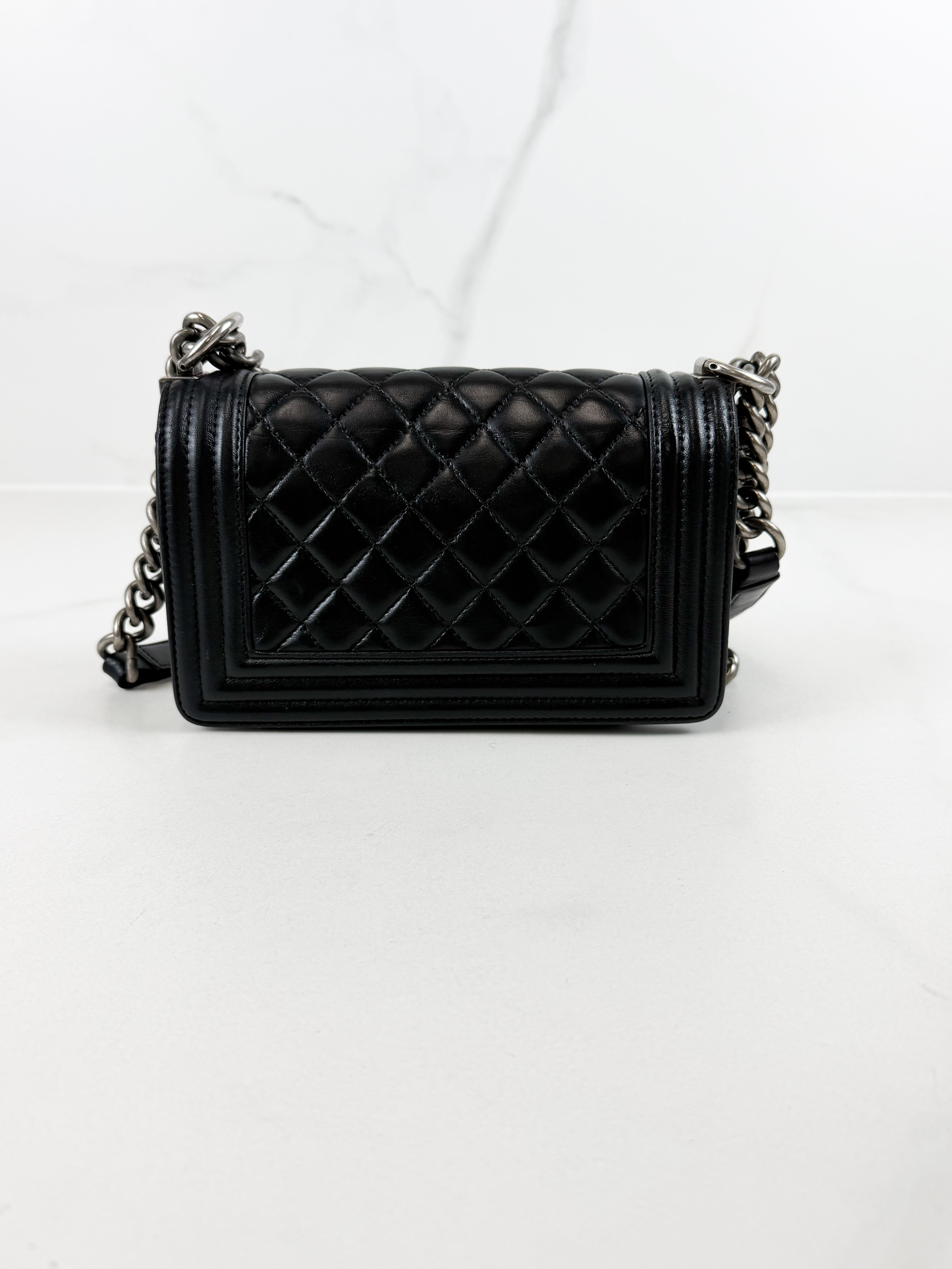 Chanel Small Lambskin Boy Bag with Ruthenium Hardware