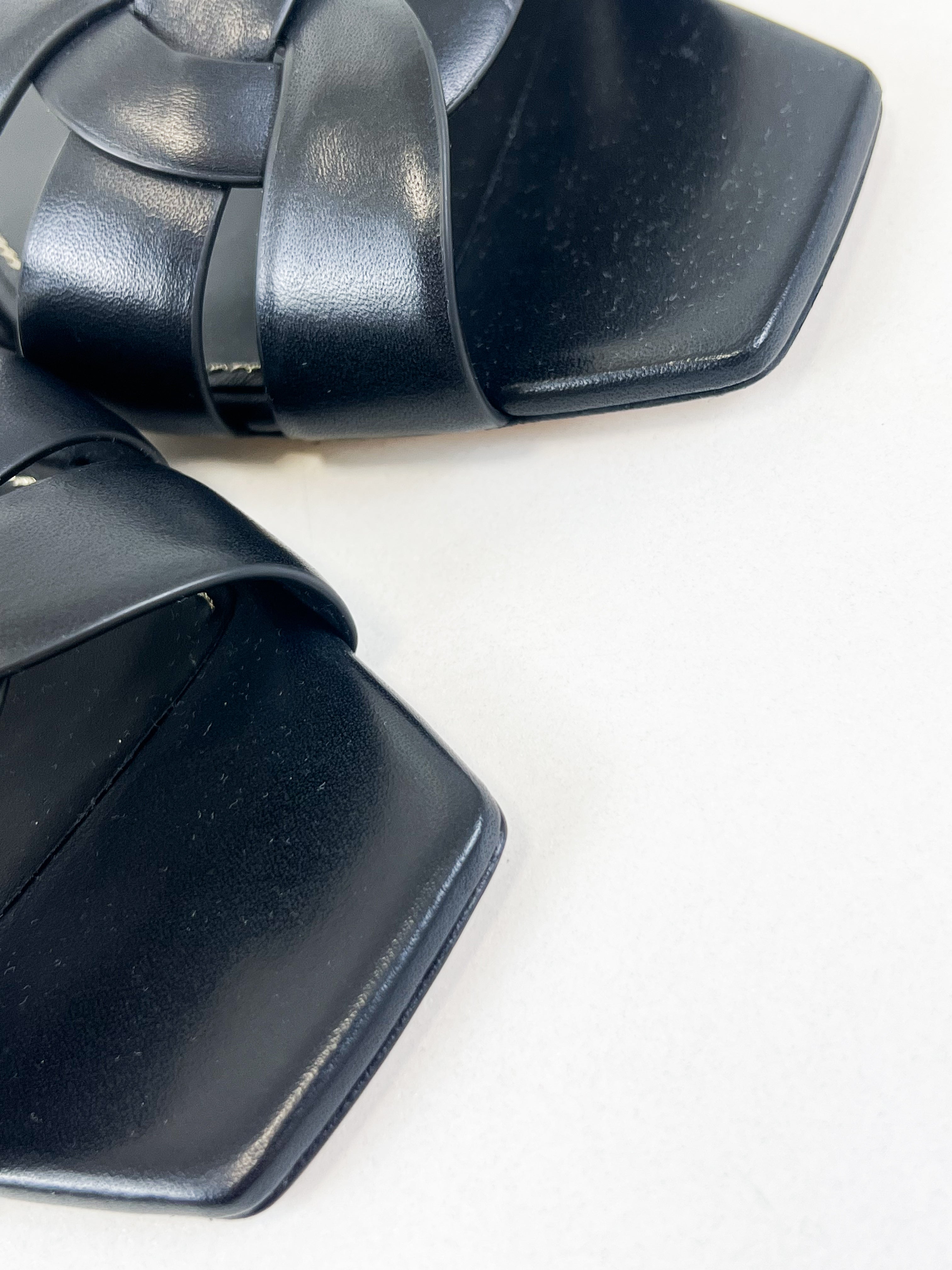 Saint Laurent Black Tribute Flat Mules Size 38