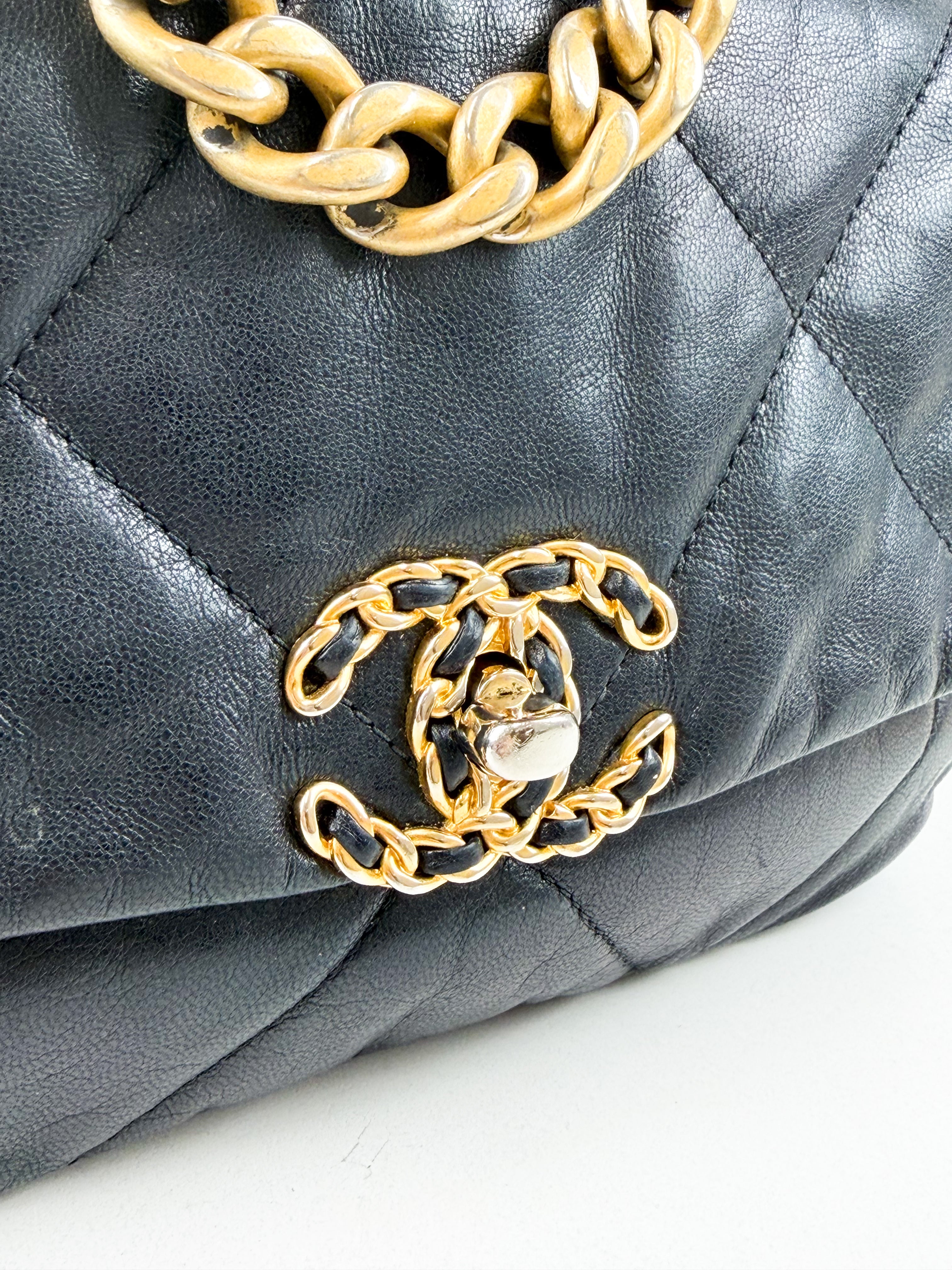 Chanel Black Small Lambskin 19 with Gold & Silver Tone Hardware