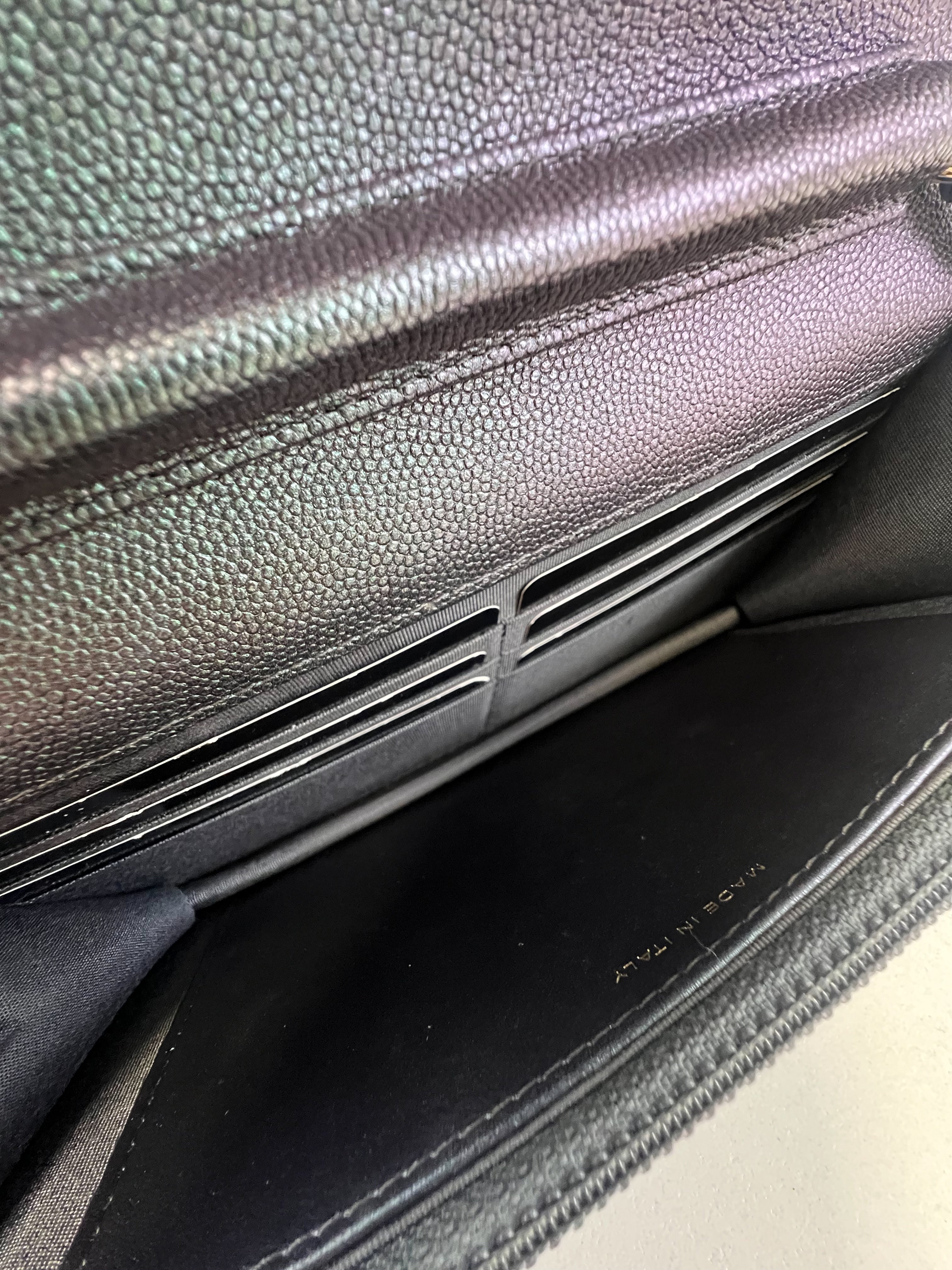 Chanel Iridescent Caviar CC Classic Wallet On Chain SHW