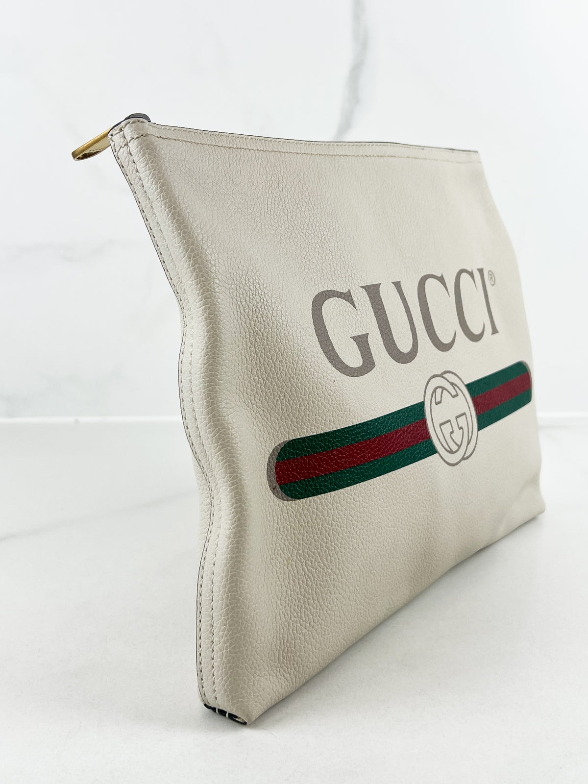 Gucci Bone Leather Logo Porforlio Pouch
