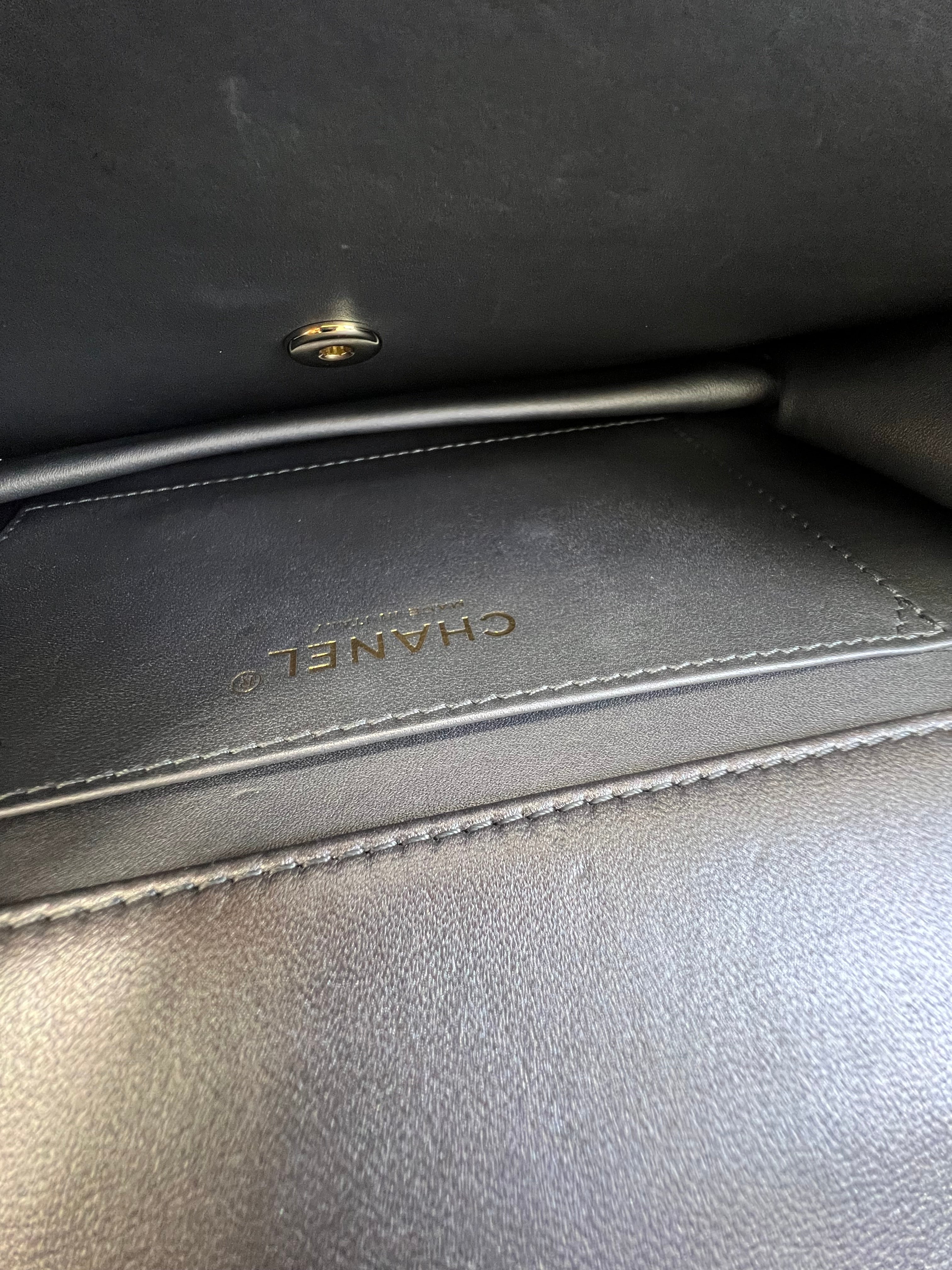 Chanel Silver Calfskin Large Shoulder Bag