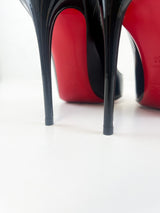 Christian Louboutin Black Patent Pigalle Follies 100mm Size 38