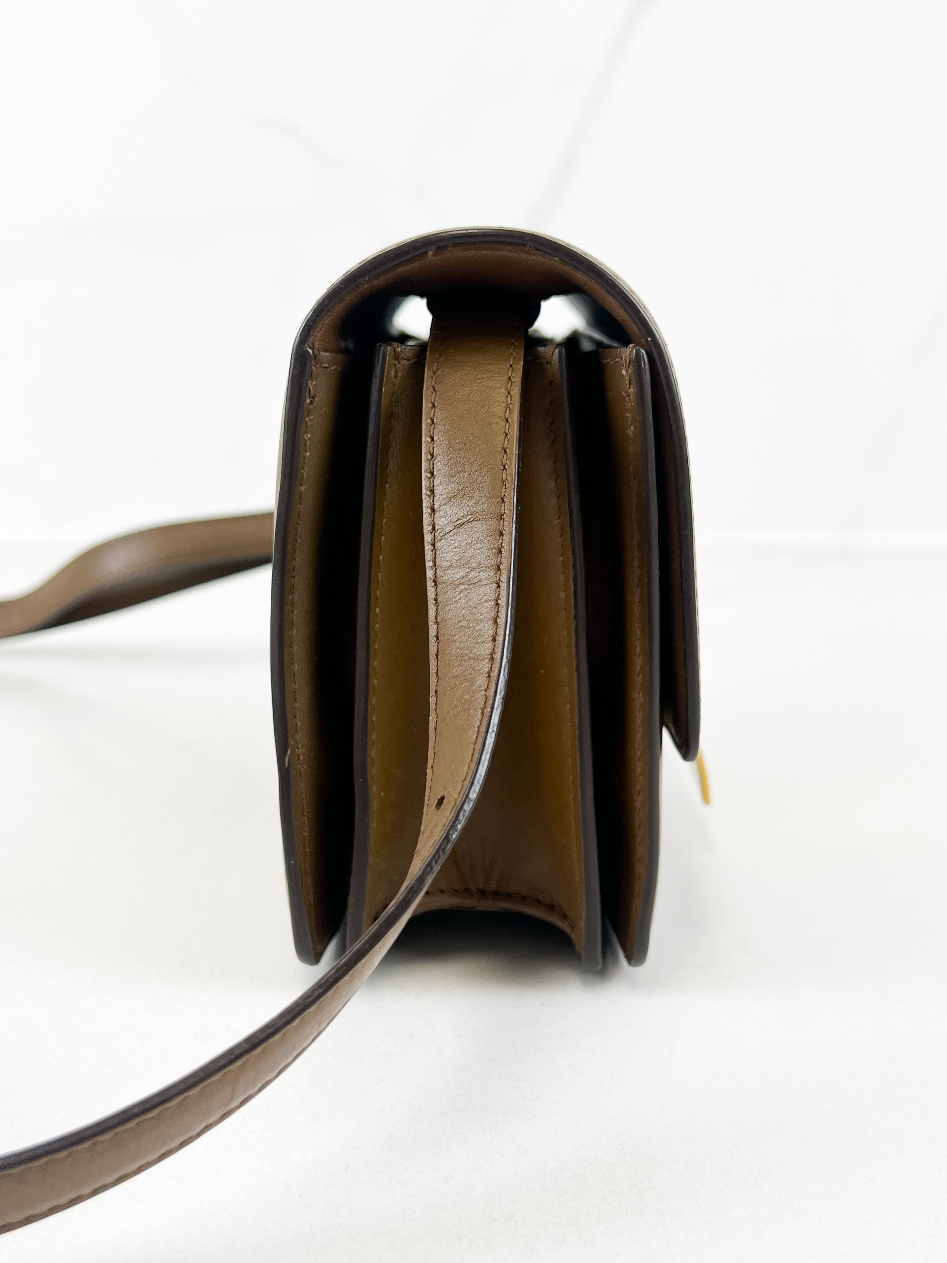 Celine Small Classic Box Flap Bag in Brown Leather
