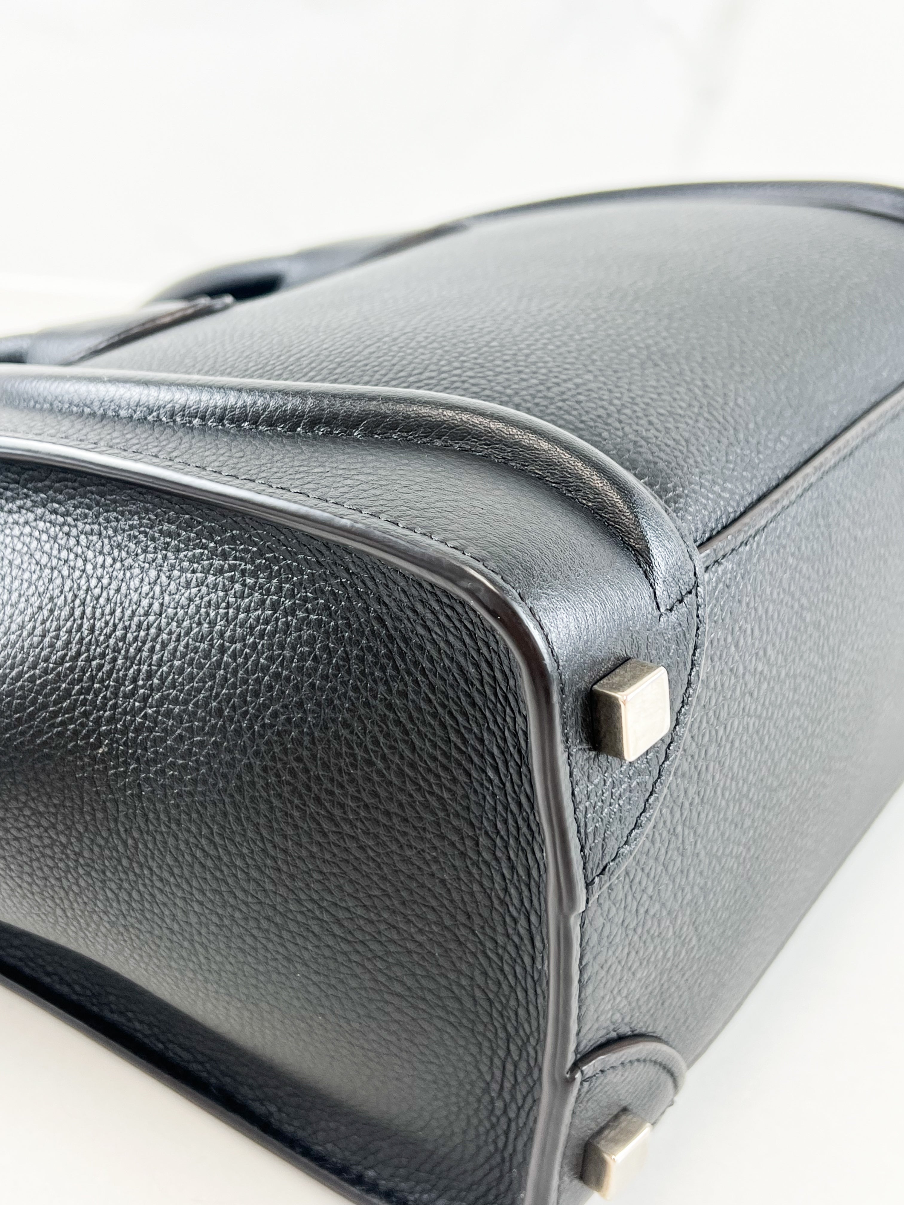 Celine Micro Luggage Drummed Calfskin Tote