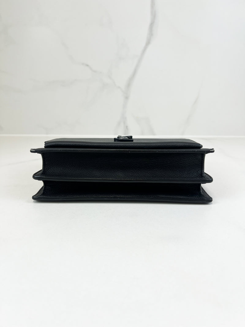 Saint Laurent Black Sunset Grained Shoulder Bag