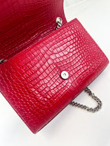 Saint Laurent Red Mini Kate Tassel Croc
