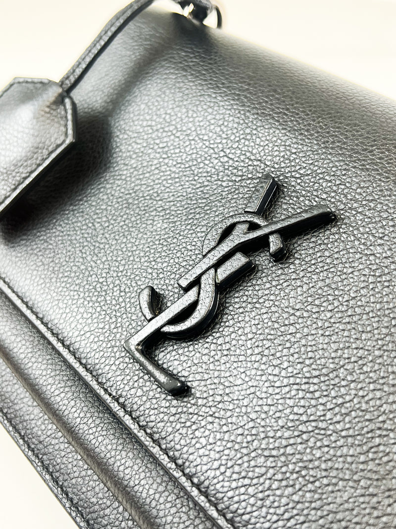 Saint Laurent Black Sunset Grained Shoulder Bag