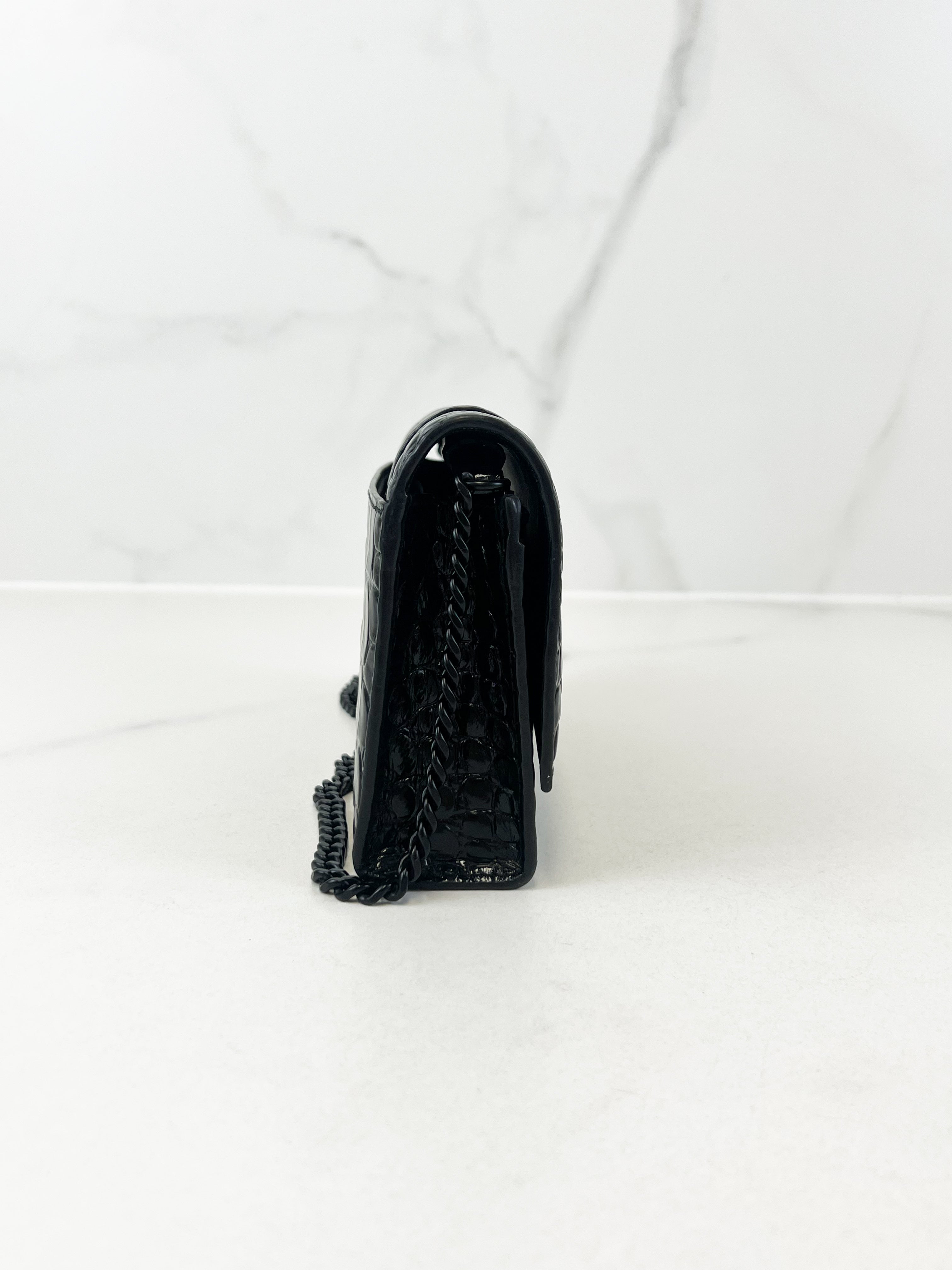 Balenciaga Black Croc Hourglass