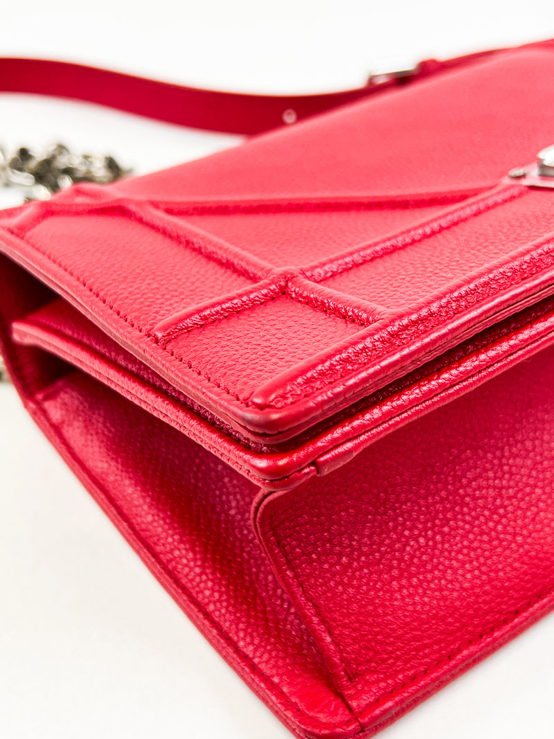 Christian Dior Red Small Diorama Shoulder Bag SHW
