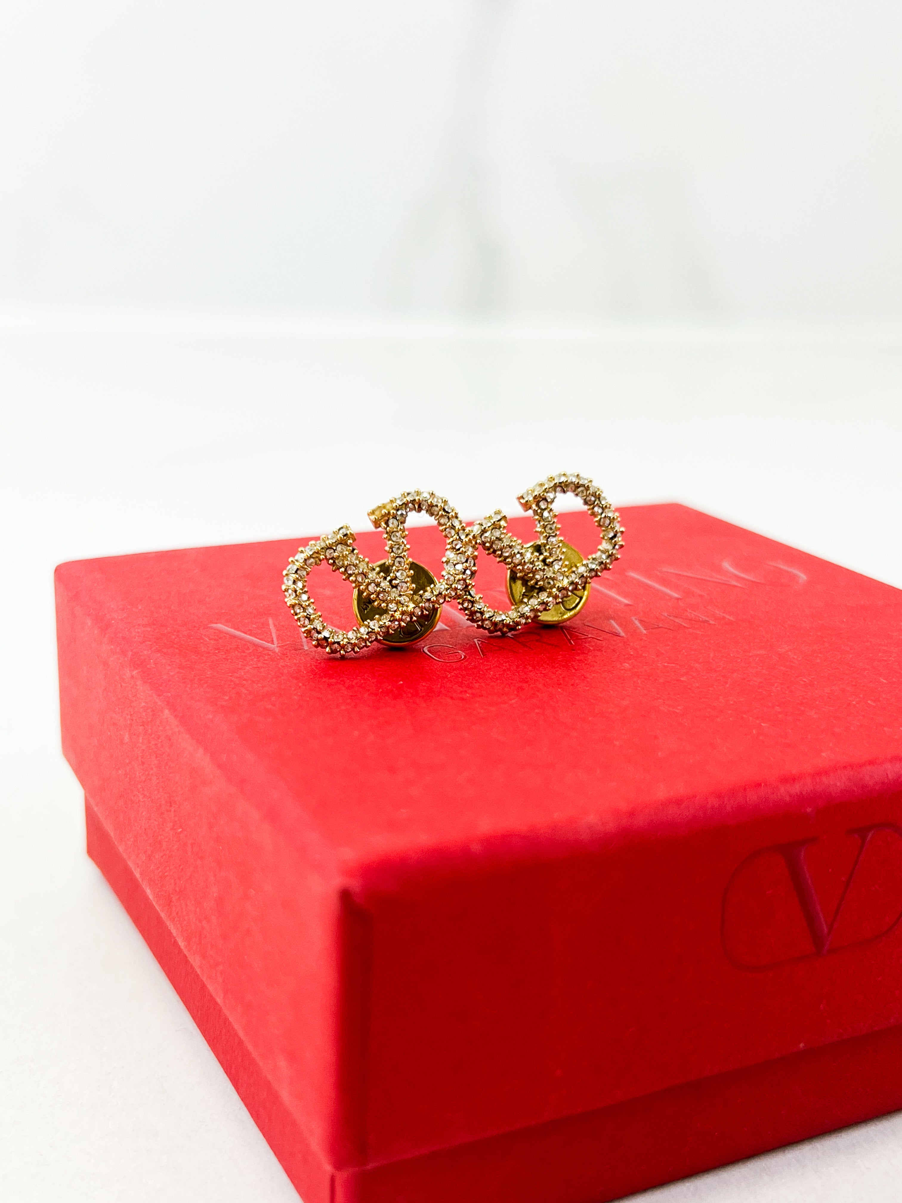 Valentino V-Logo Crystal Earrings