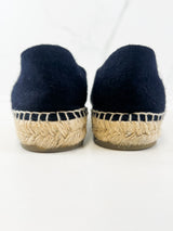 Chanel CC Logo Navy Wool Espadrille Size 39