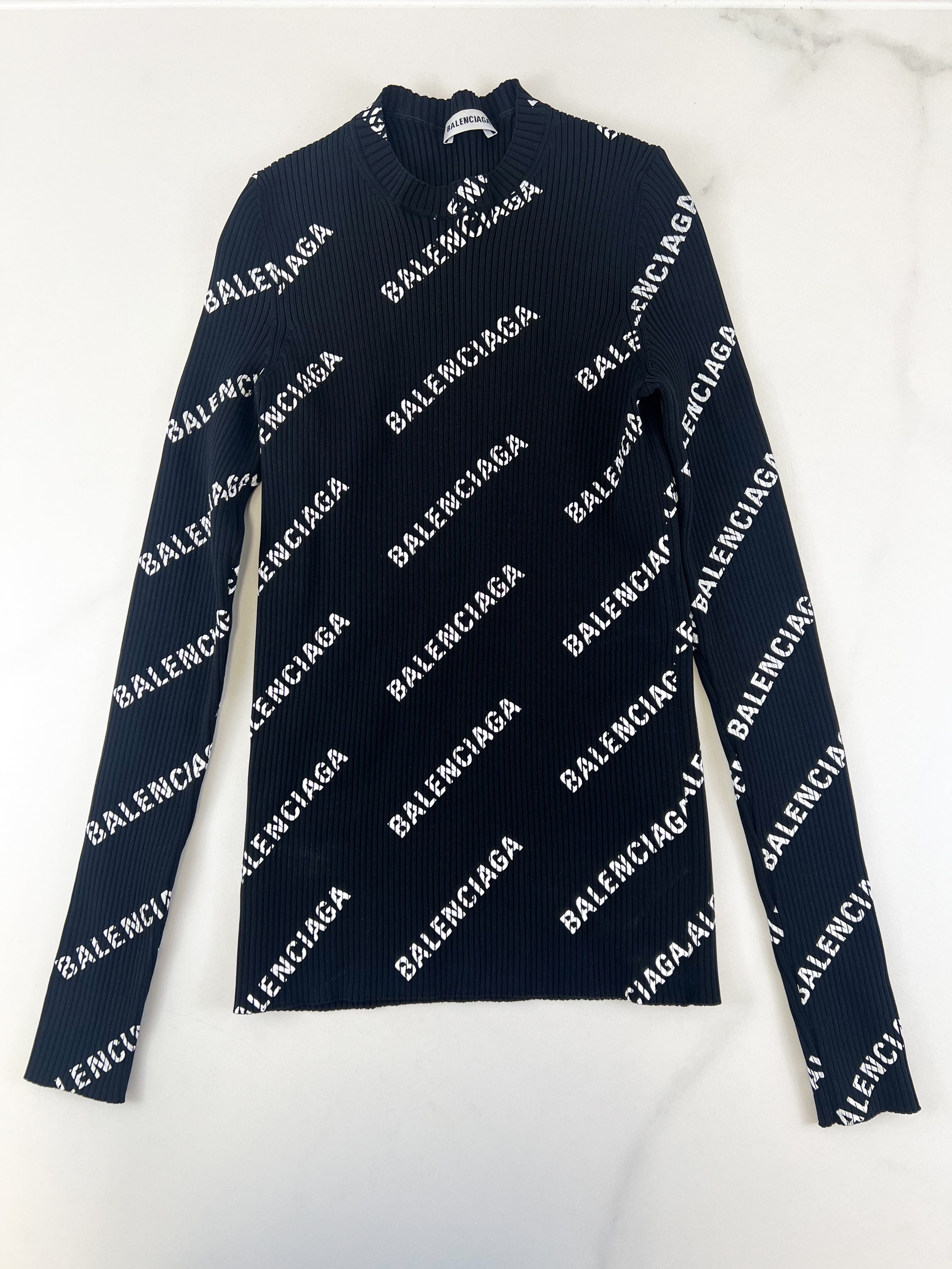 Balenciaga All Over Long Sleeve Top Size Small
