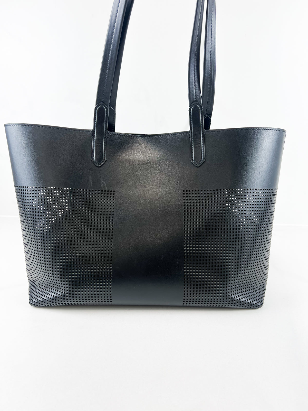 Tom Ford East/West Graphic T Perforated Leather Tote Bag