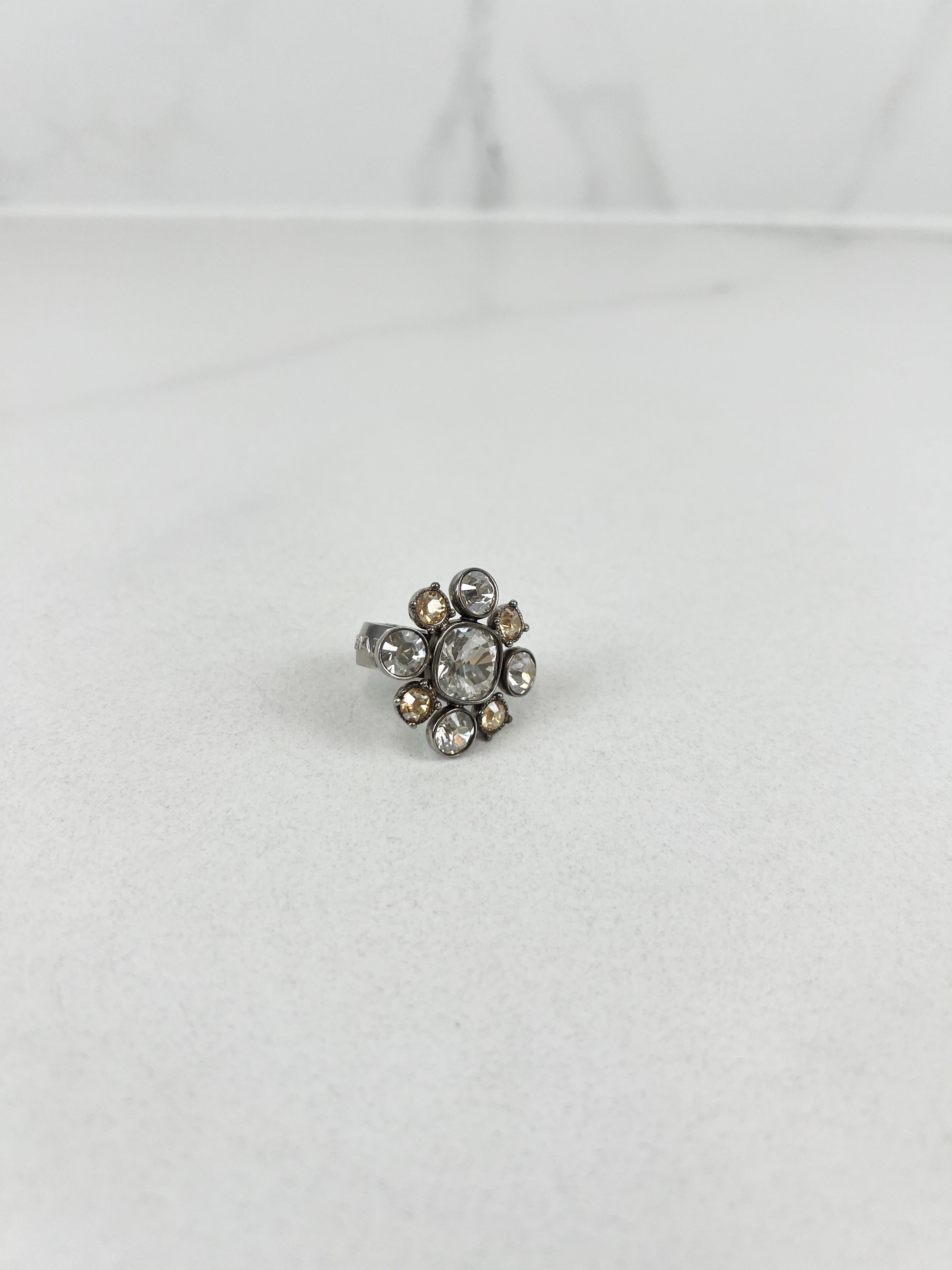 Chanel Silver-Tone Crystal Ring