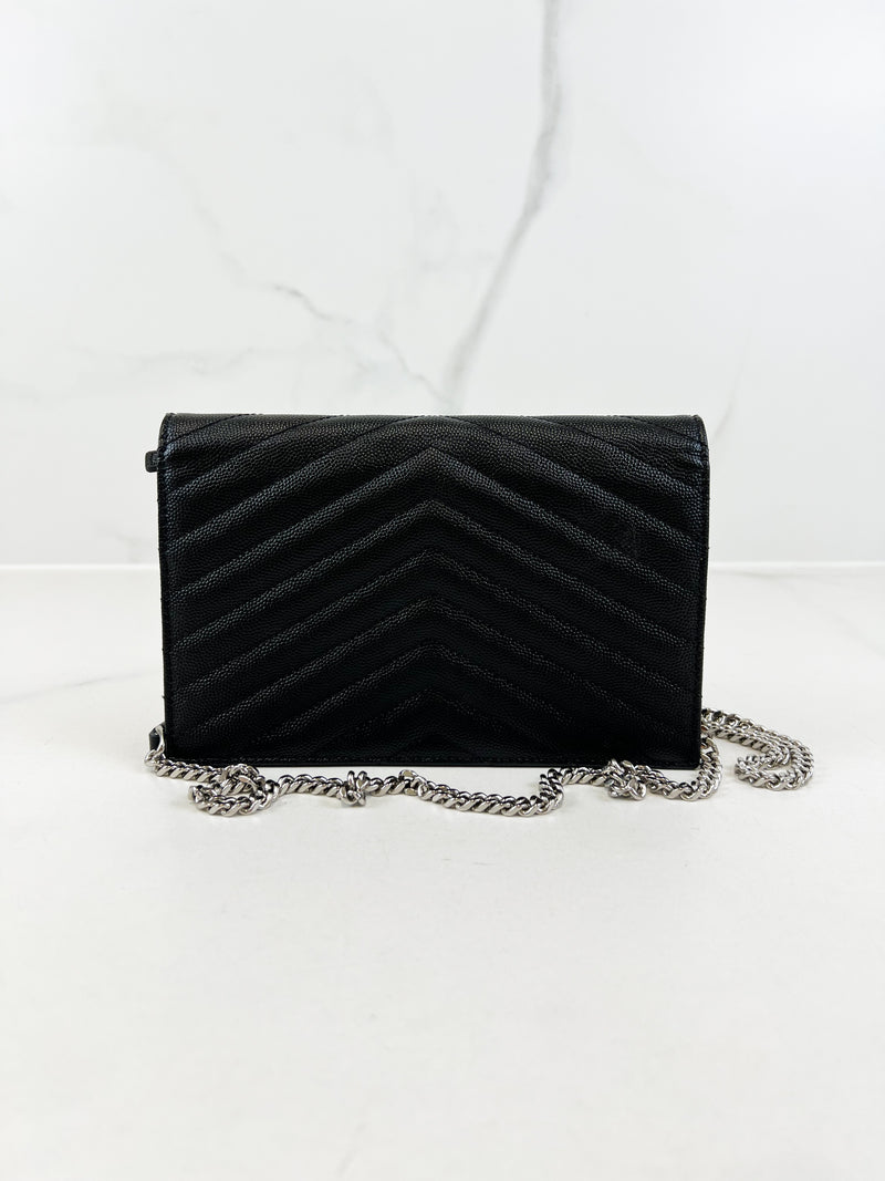 Saint Laurent Black Cassandre Envelope WOC SHW