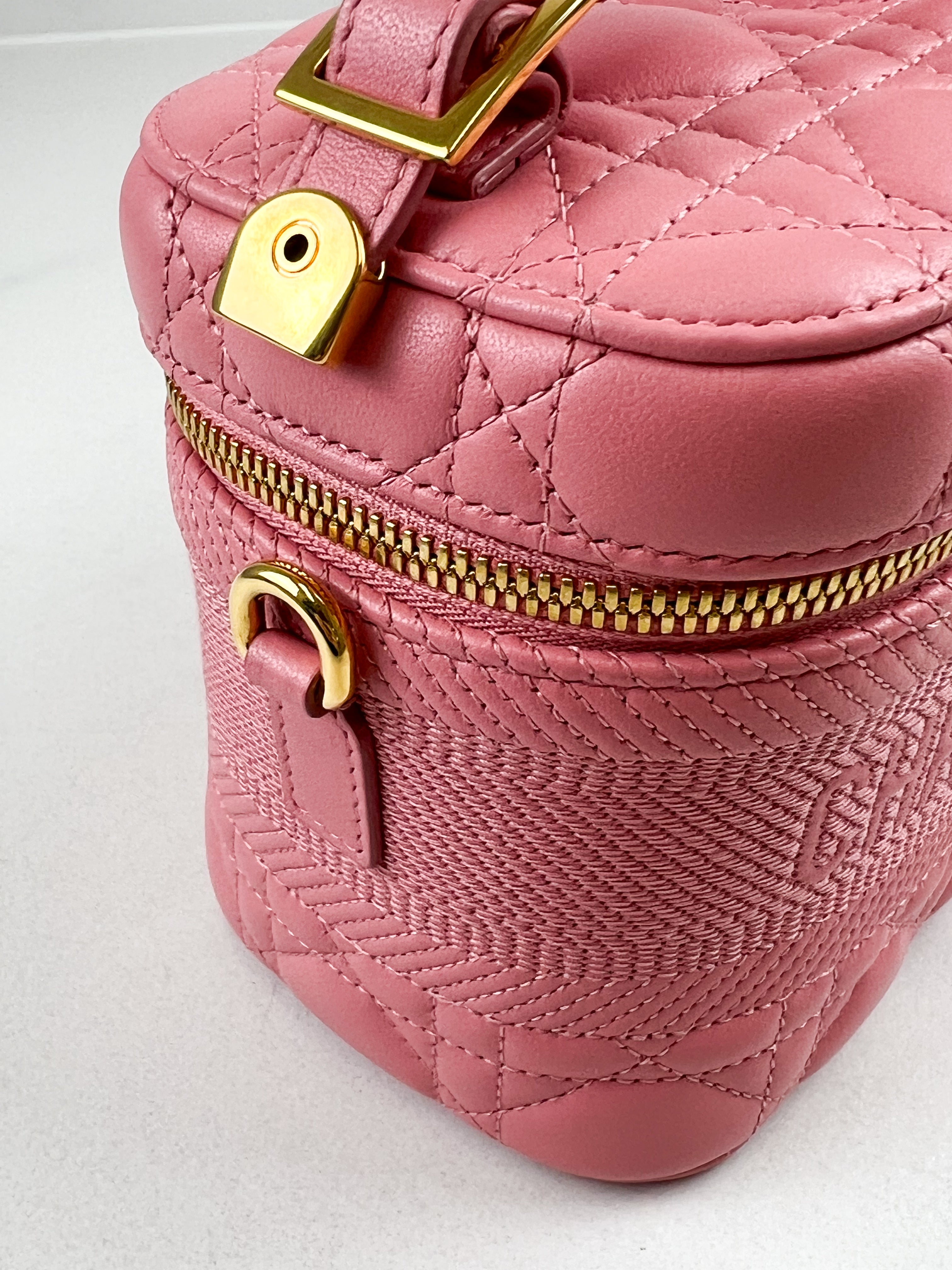 Christian Dior Travel Vanity Case in Pink Cannage Lambskin