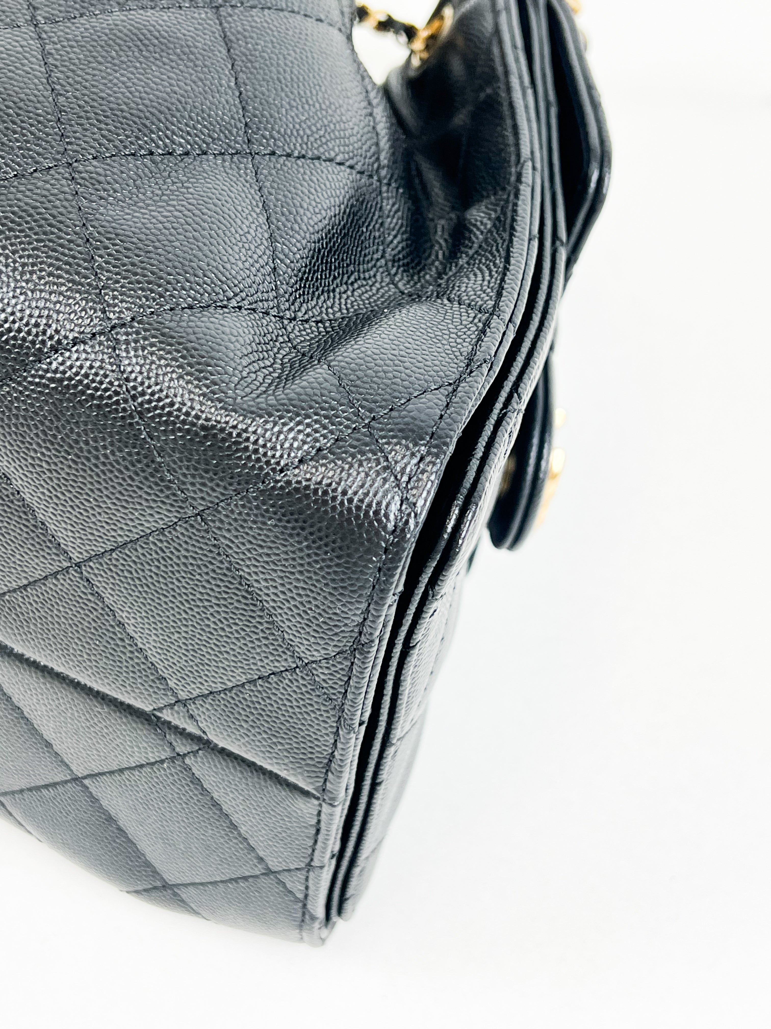 Chanel 25 Small Handbag in Black Grained Calfskin & Gold-Tone Metal